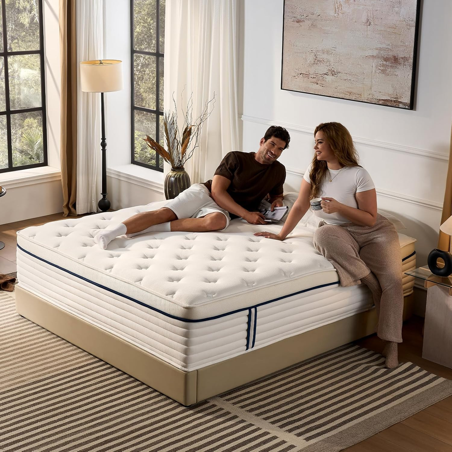 Queen Mattress 12 Inch, Medium Plush Hybrid Queen Size Mattress with Memory Foam