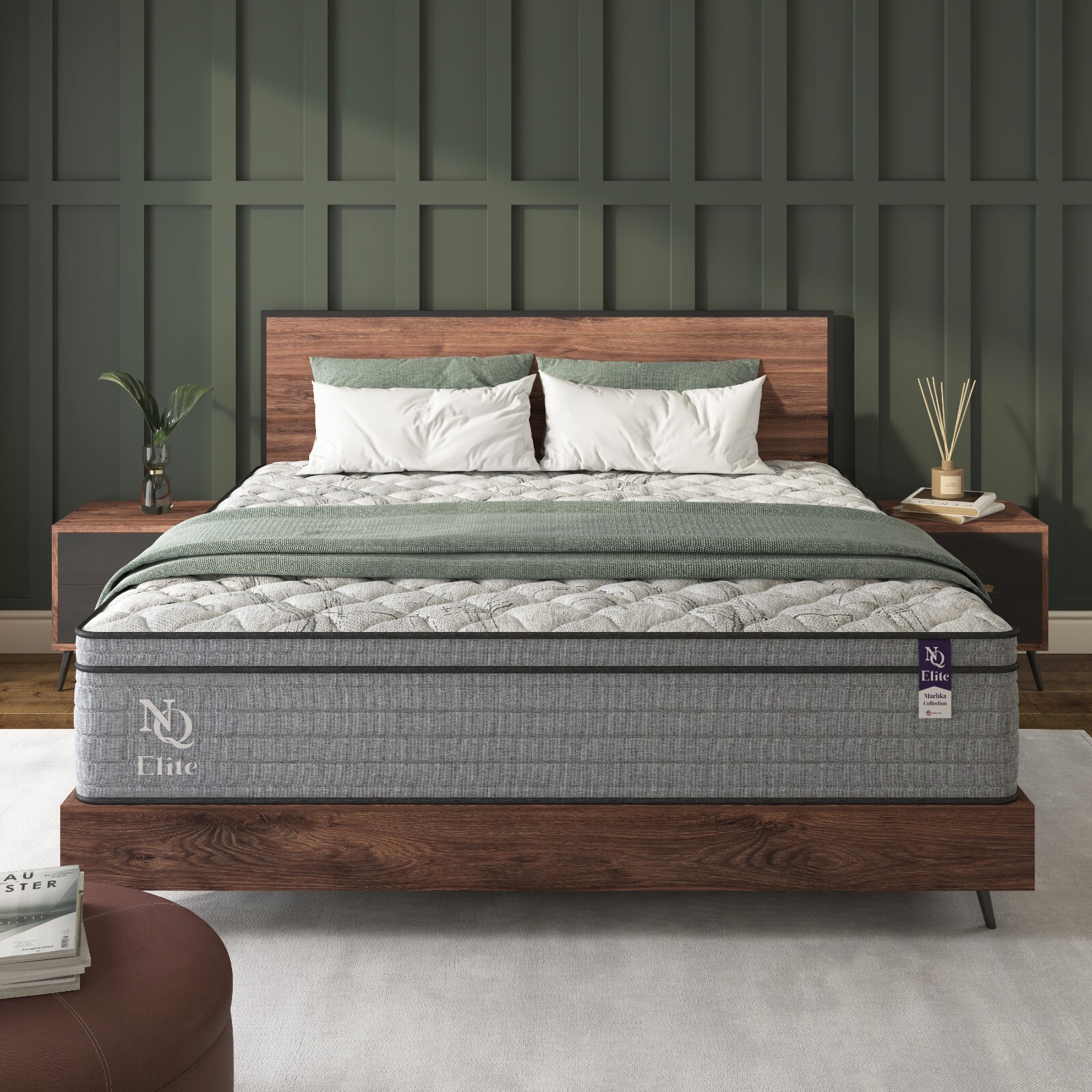 12 Inch Full Size Cooling Gel Memory Foam Hybrid Mattress,Grey+White