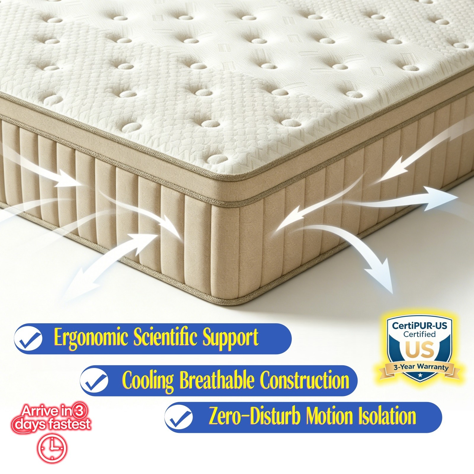 10» Hybrid Mattress Gel Memory Foam Spring King Size Bed IN BOX 10»*80»*76»