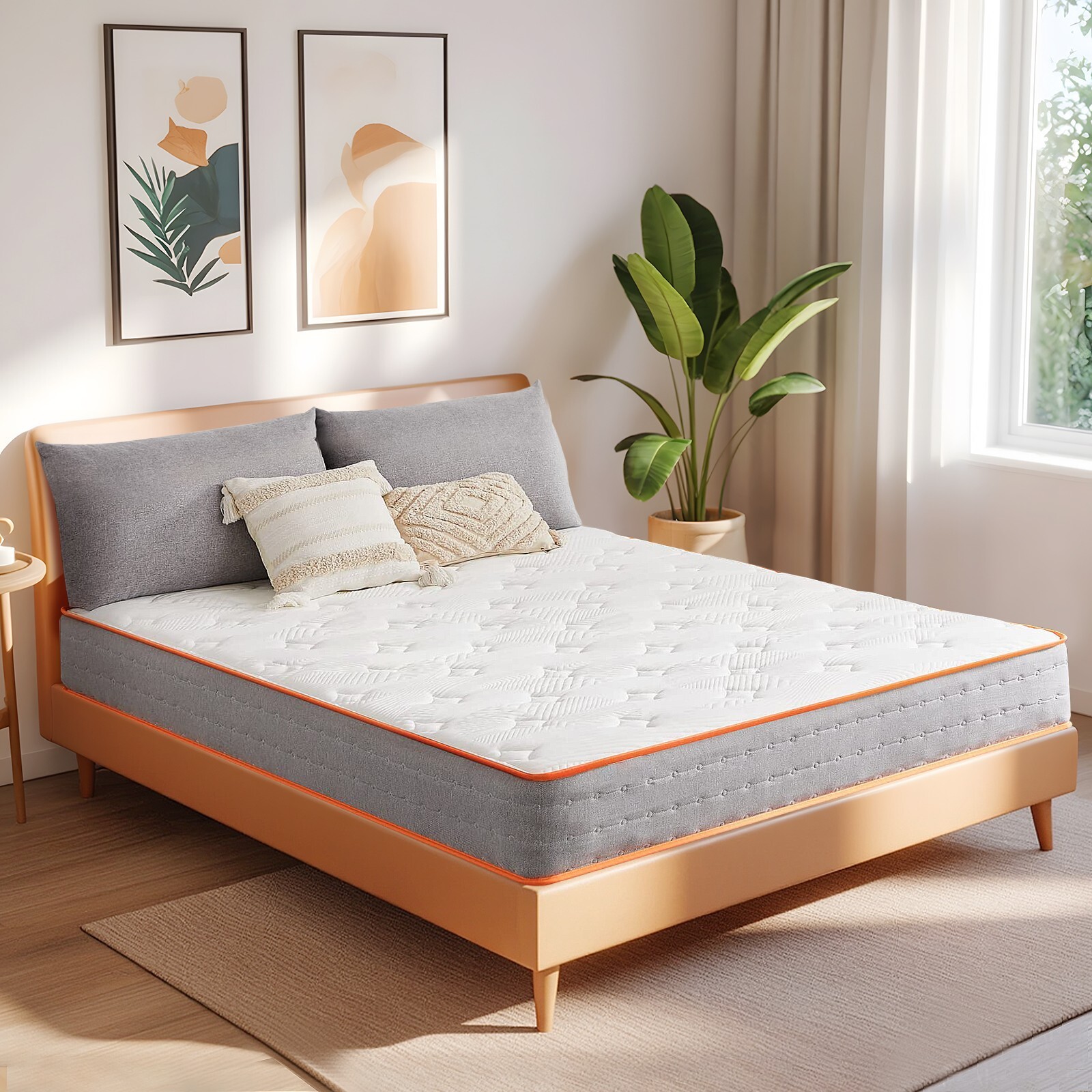 10″ Hybrid Mattress Medium Feel Memory Foam Pocket Spring Mattress in A Box