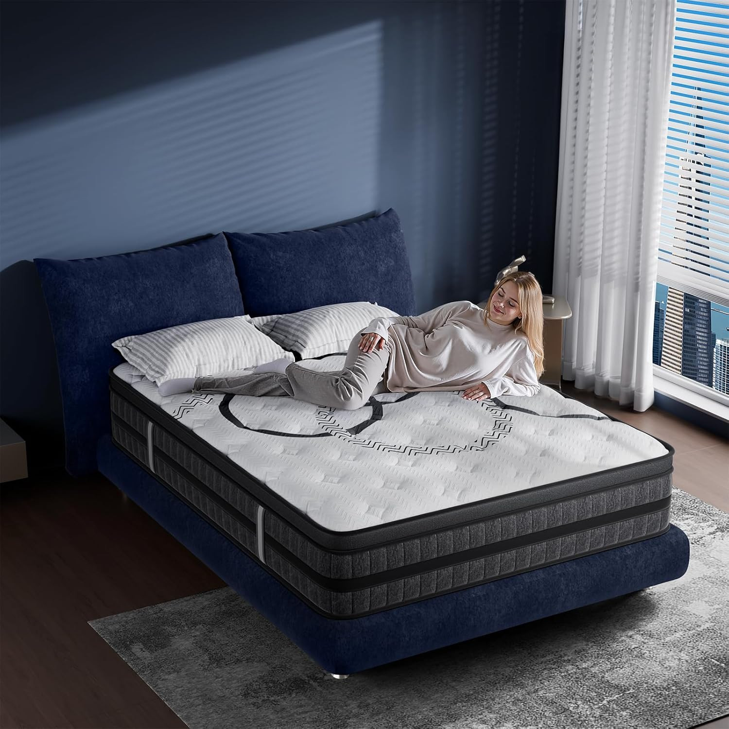 Queen Mattress, 12 Inch Hybrid Queen Size Mattress in a Box, Medium Firm, Memory
