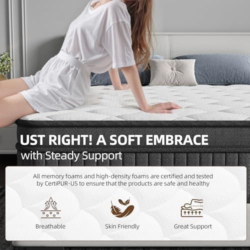 12 Inch Queen Mattress in a Box Hybrid Gel Memory Foam Pocket Spring Soft Plush