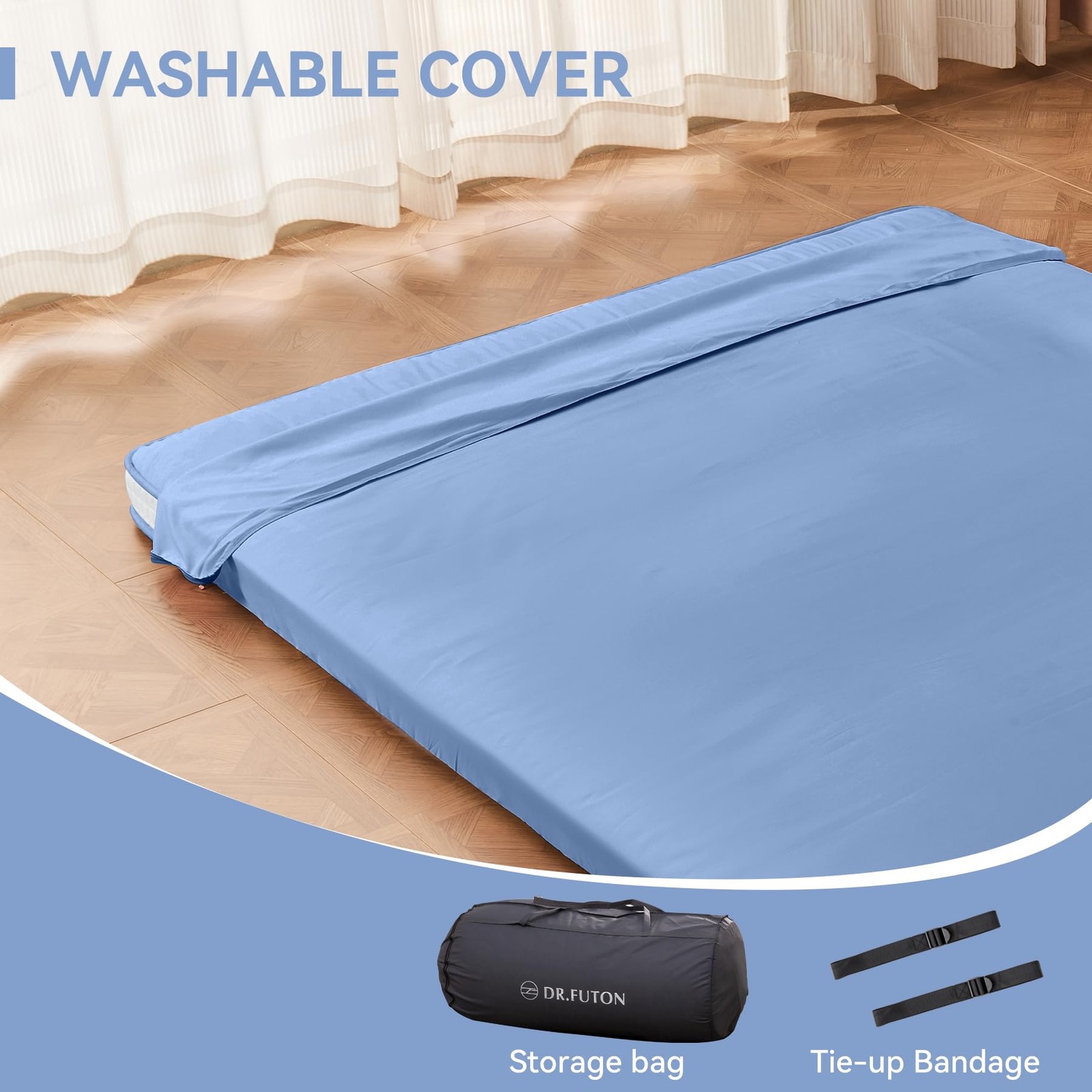 Japanese Floor Futon Mattress Extra Thick Folding Roll Up Bed Topper Mat for …