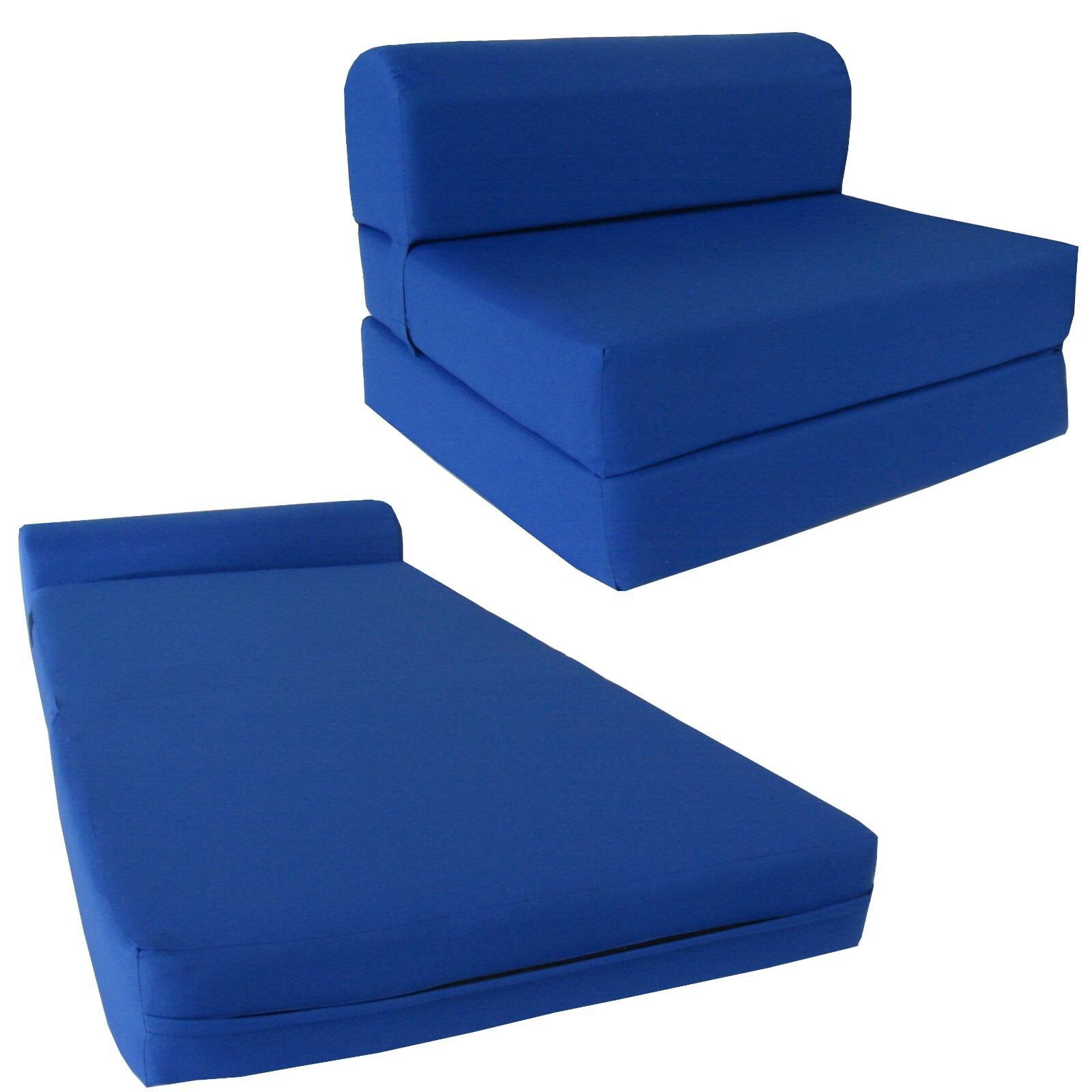 Portable Flip Sleeper Chair Folding Foam Beds, Sofa Couches 6x32x70 Royal Blue
