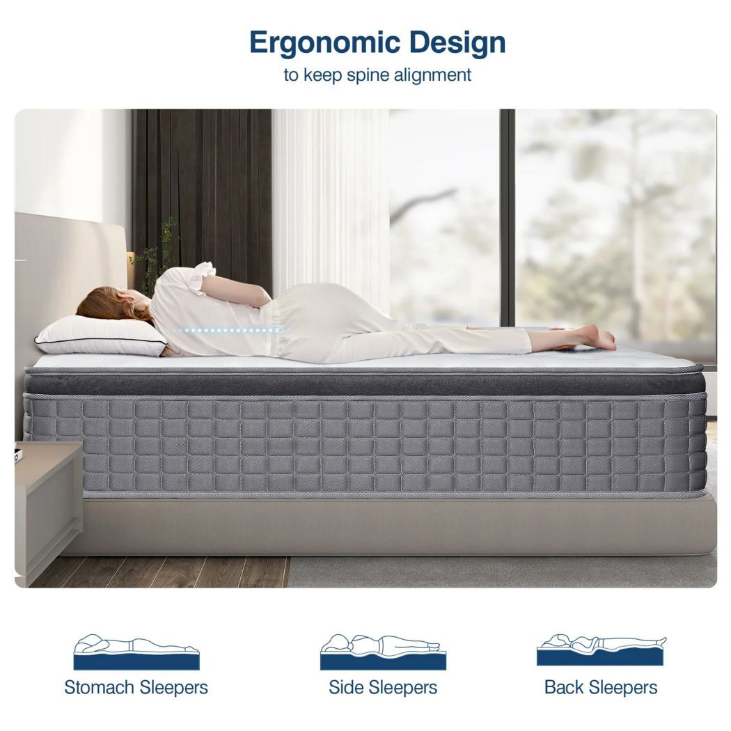MICOOLS Mattress 14″ Twin Full Queen King Size Luxury Hybrid Mattress in a box