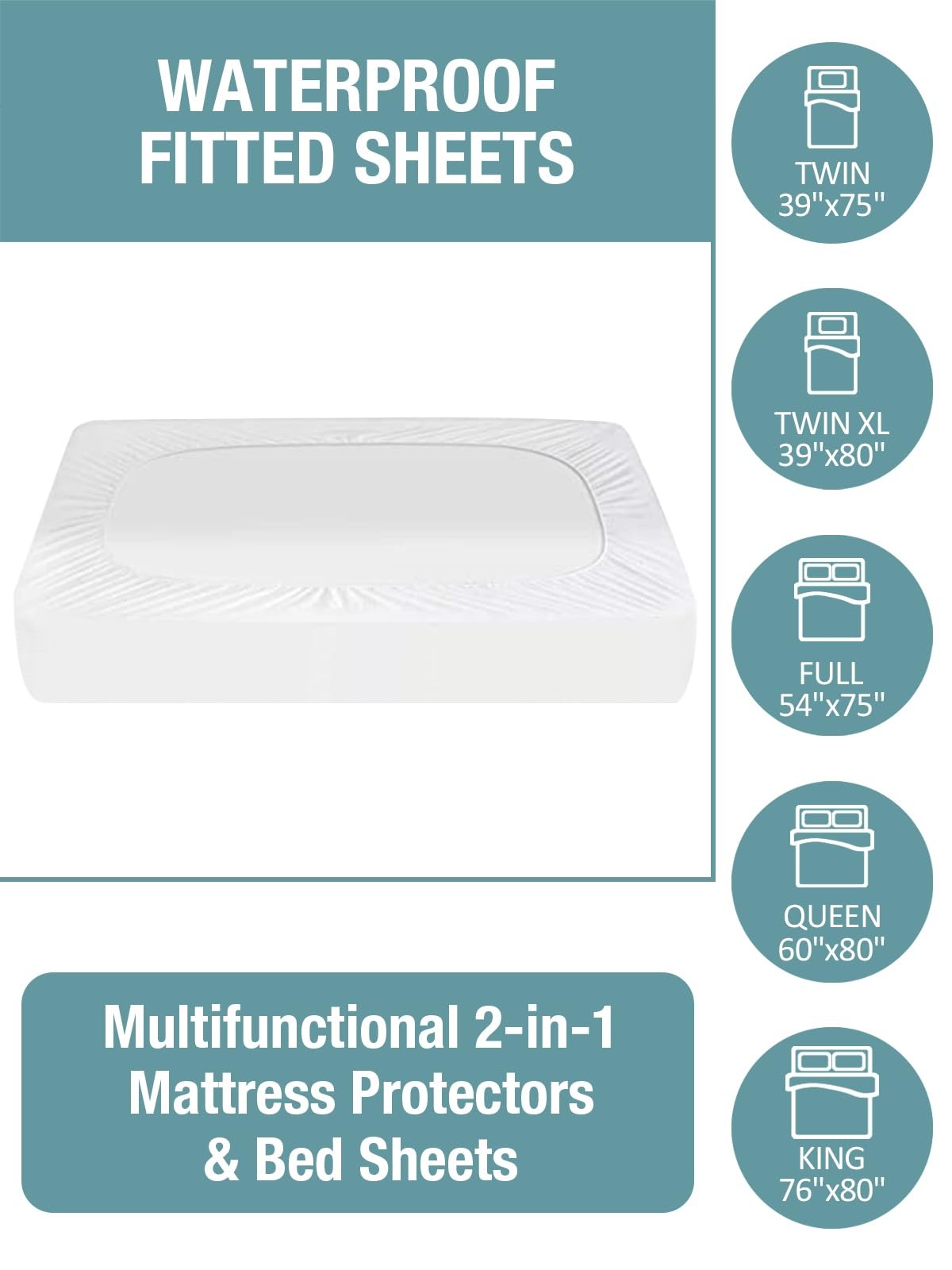 Bedecor Queen Waterproof Mattress Protector,Pee and Liquid Proof Queen, White