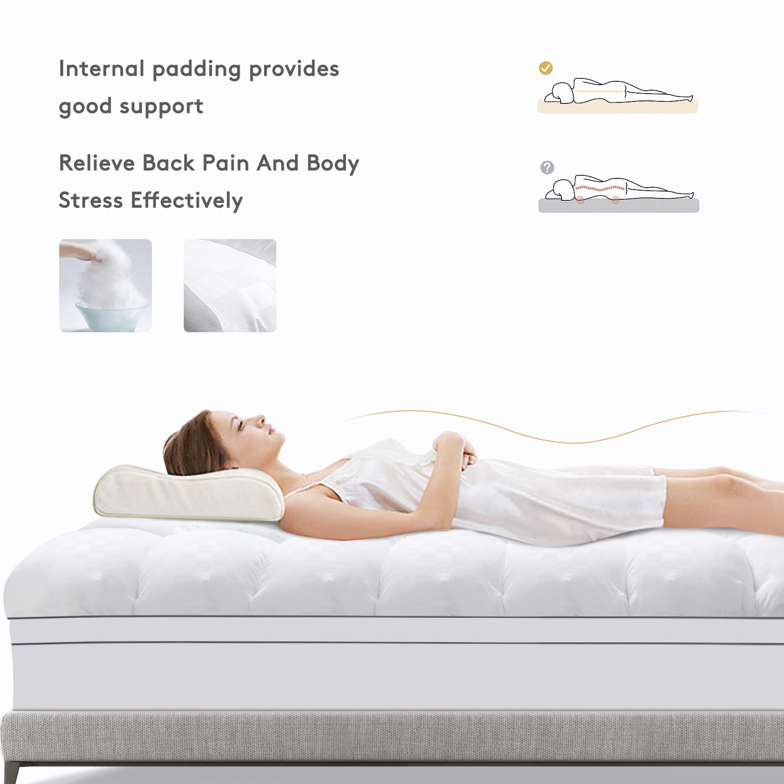 Mattress Topper King,Extra Thick Mattress Pad Cover for Back Pain,Cooling Mat…