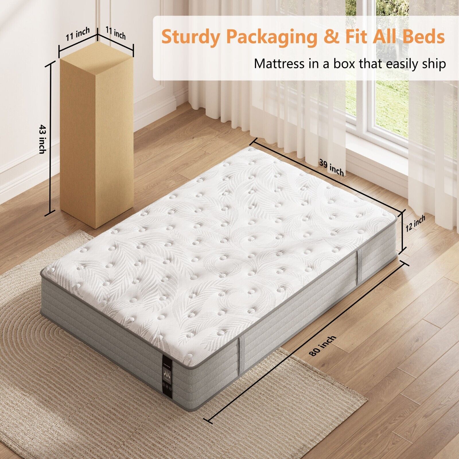 12» 14″Twin Full Queen King Memory Foam Spring Hybrid Mattress in a Box Medium