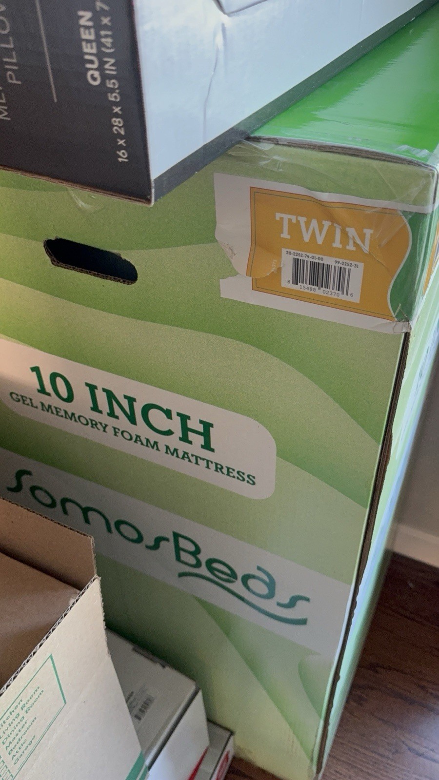 SomosBeds 10in Gel Memory Foam Twin Mattress, Medium Firm, Green, CertiPUR-US