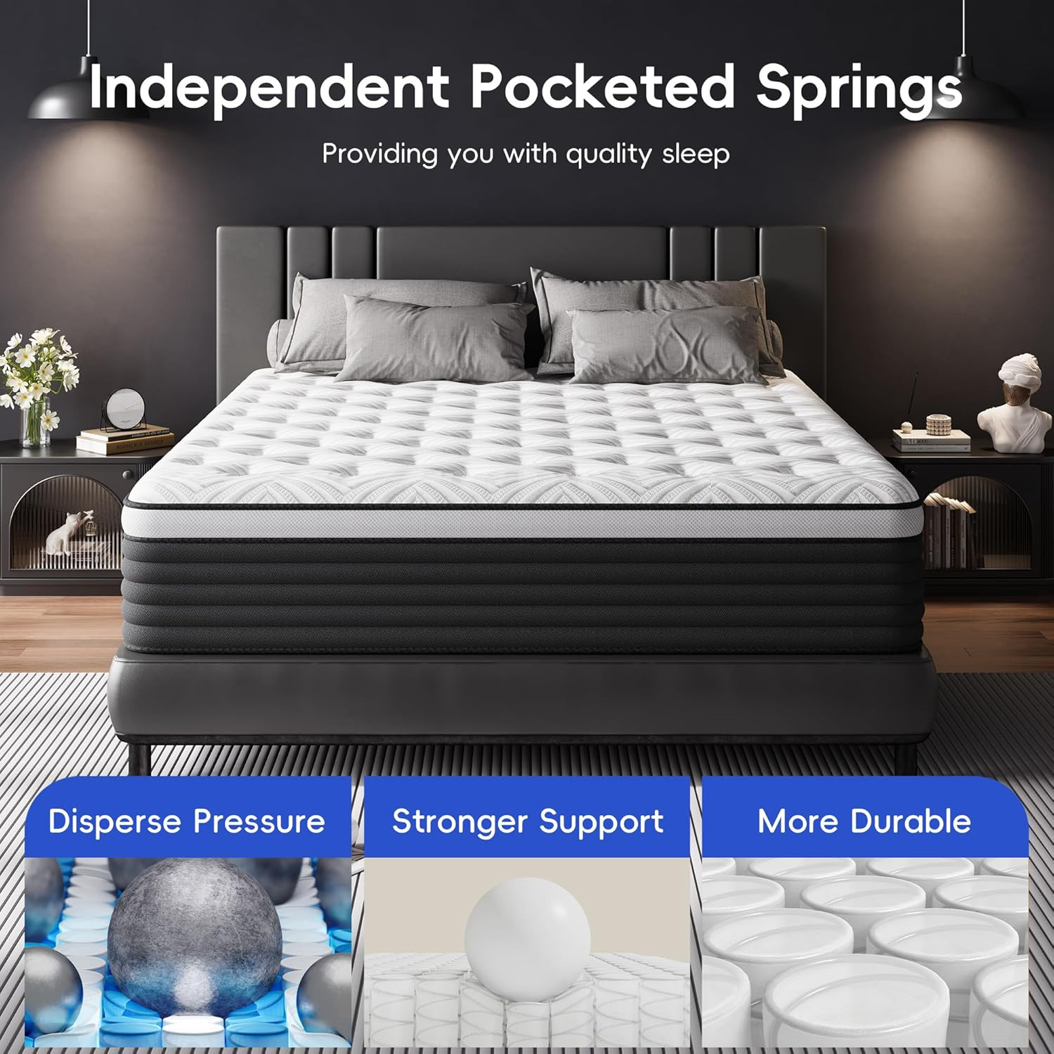 Twin Mattress, 12 Inch Hybrid Memory Foam Mattress in a Box, Pressure Relief for