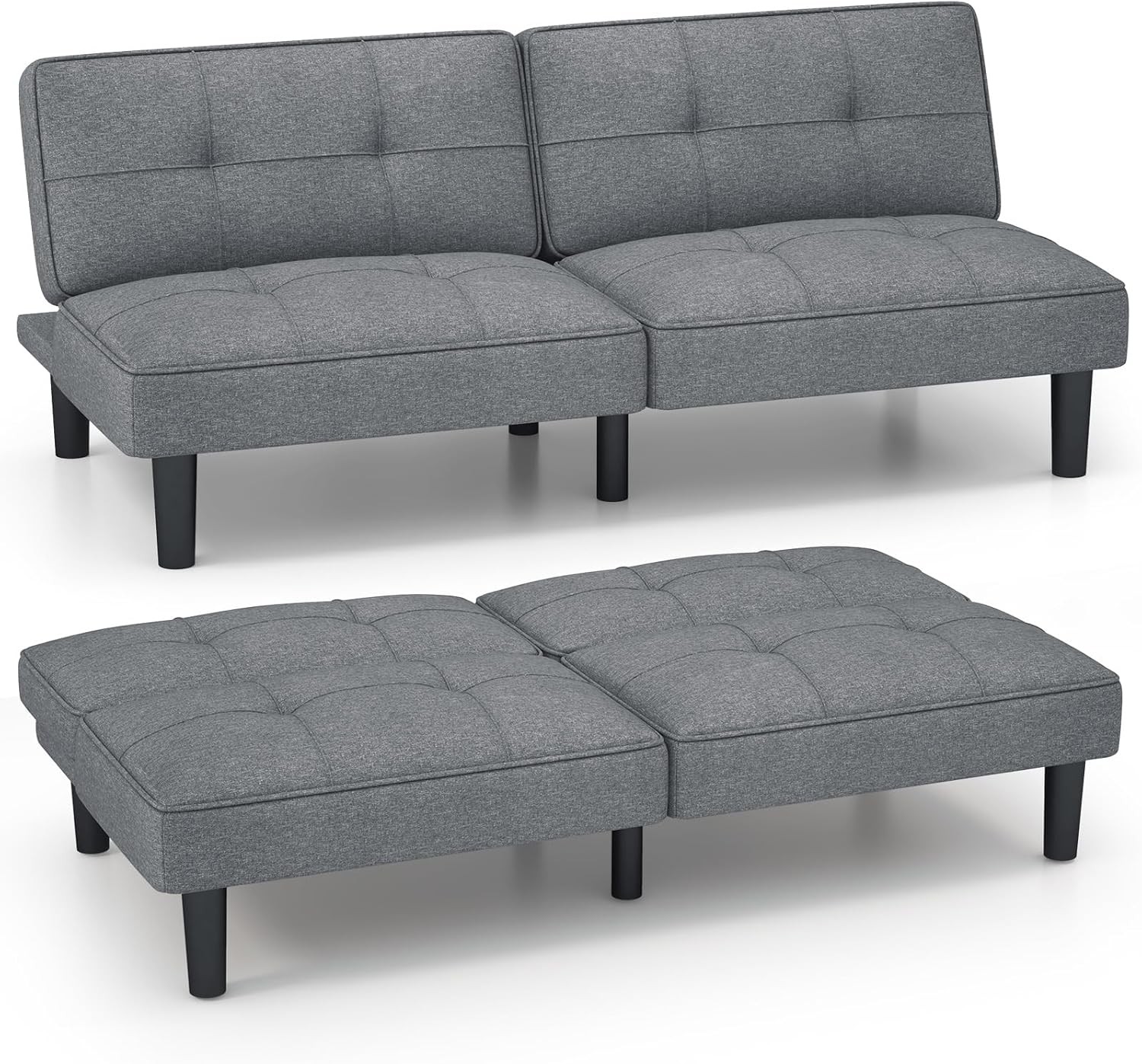 Convertible Futon Sofa Bed, Upholstered Folding Linen Sleeper