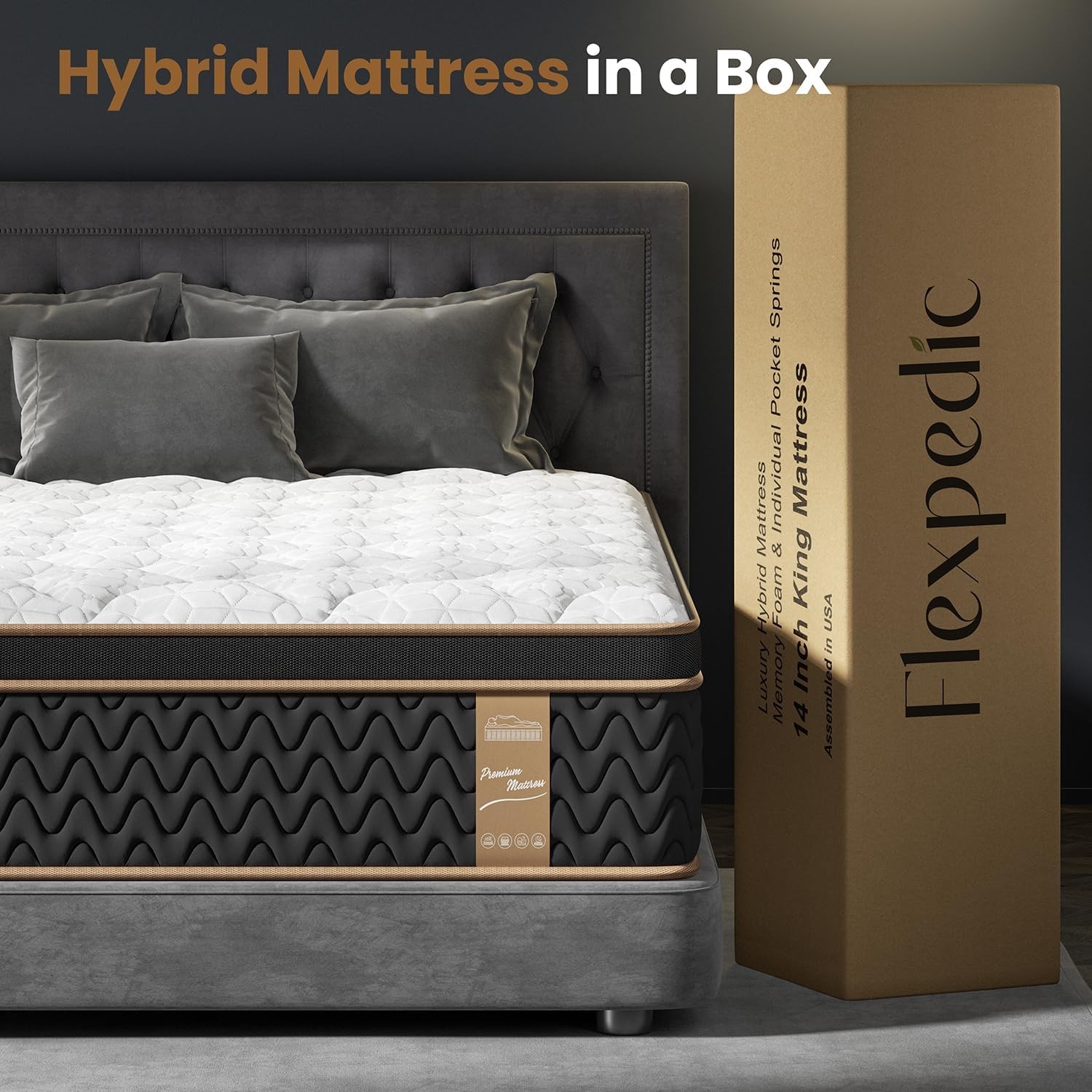 12» Full Queen King Size Mattress Memory Foam Medium Firm Mattress in a box
