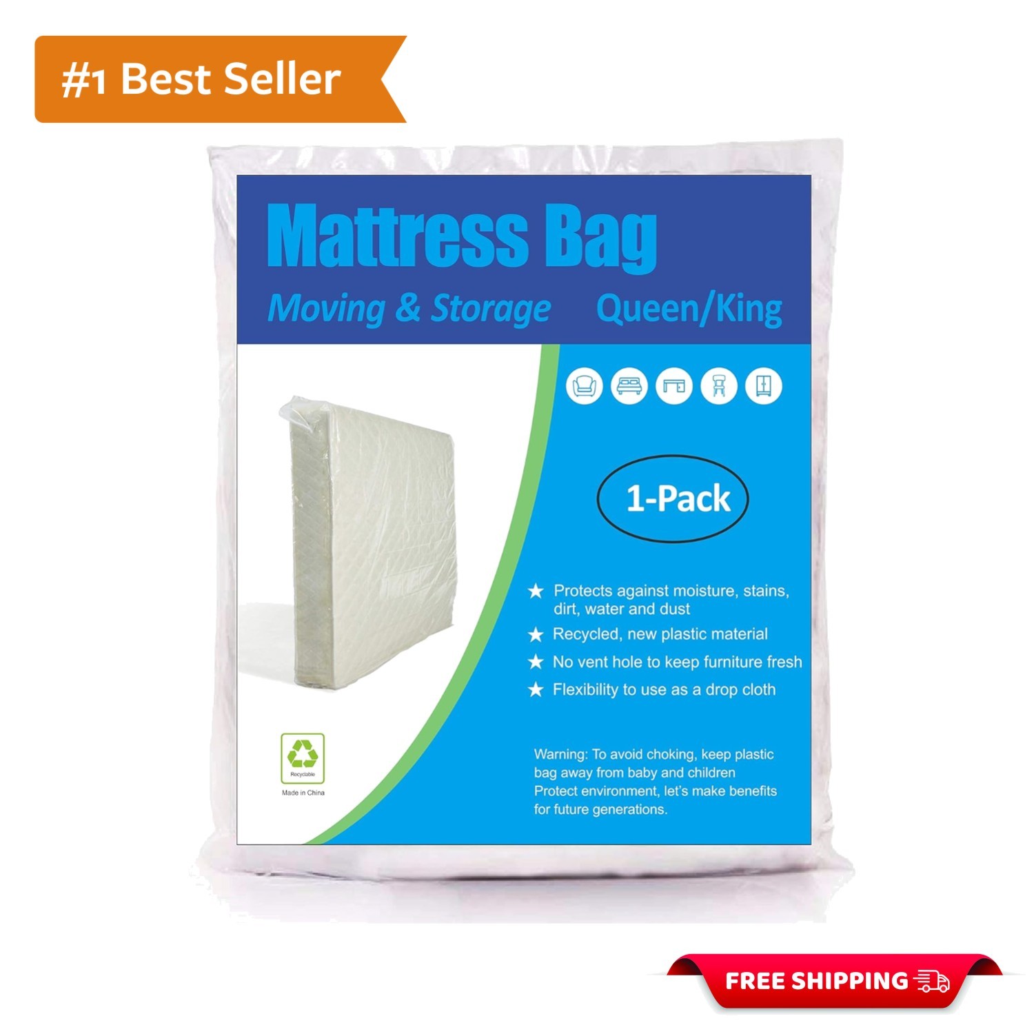 Clear Mattress Storage Bag for Queen and King Sizes – Lightweight and Durable