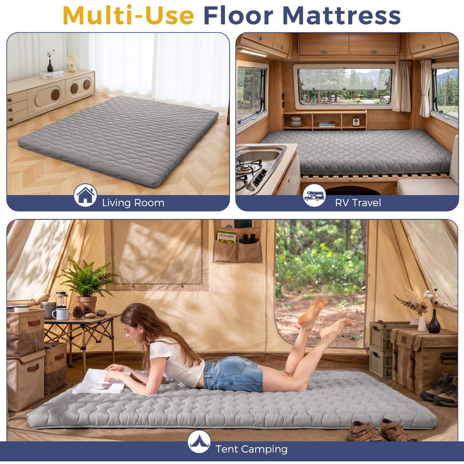 3″ Thick Twin Size Japanese Floor Futon Mattress – Foldable Portable Sleeping Pa