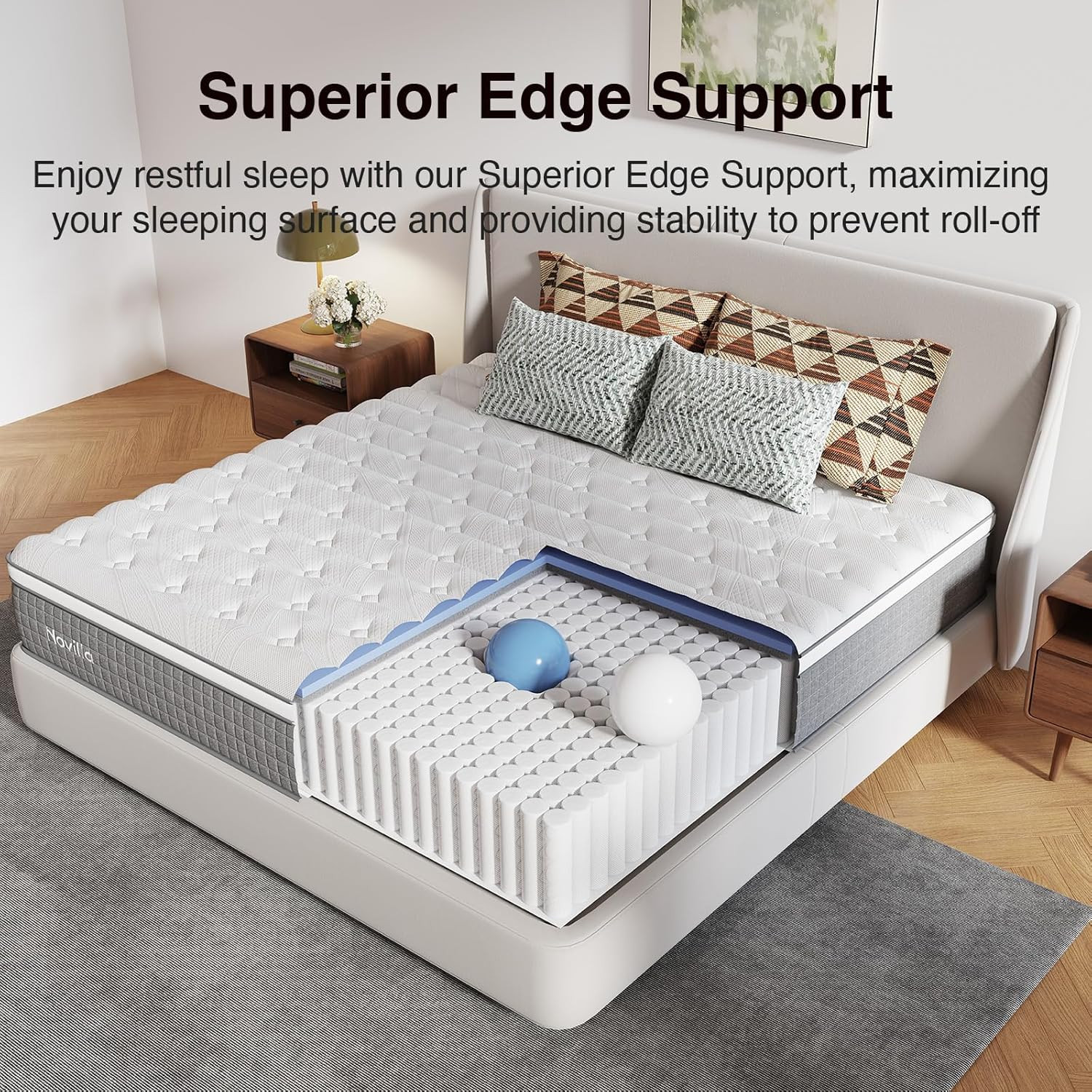 12″ Queen Hybrid Mattress with Cooling Gel Foam & Pocketed Coils for Comfort