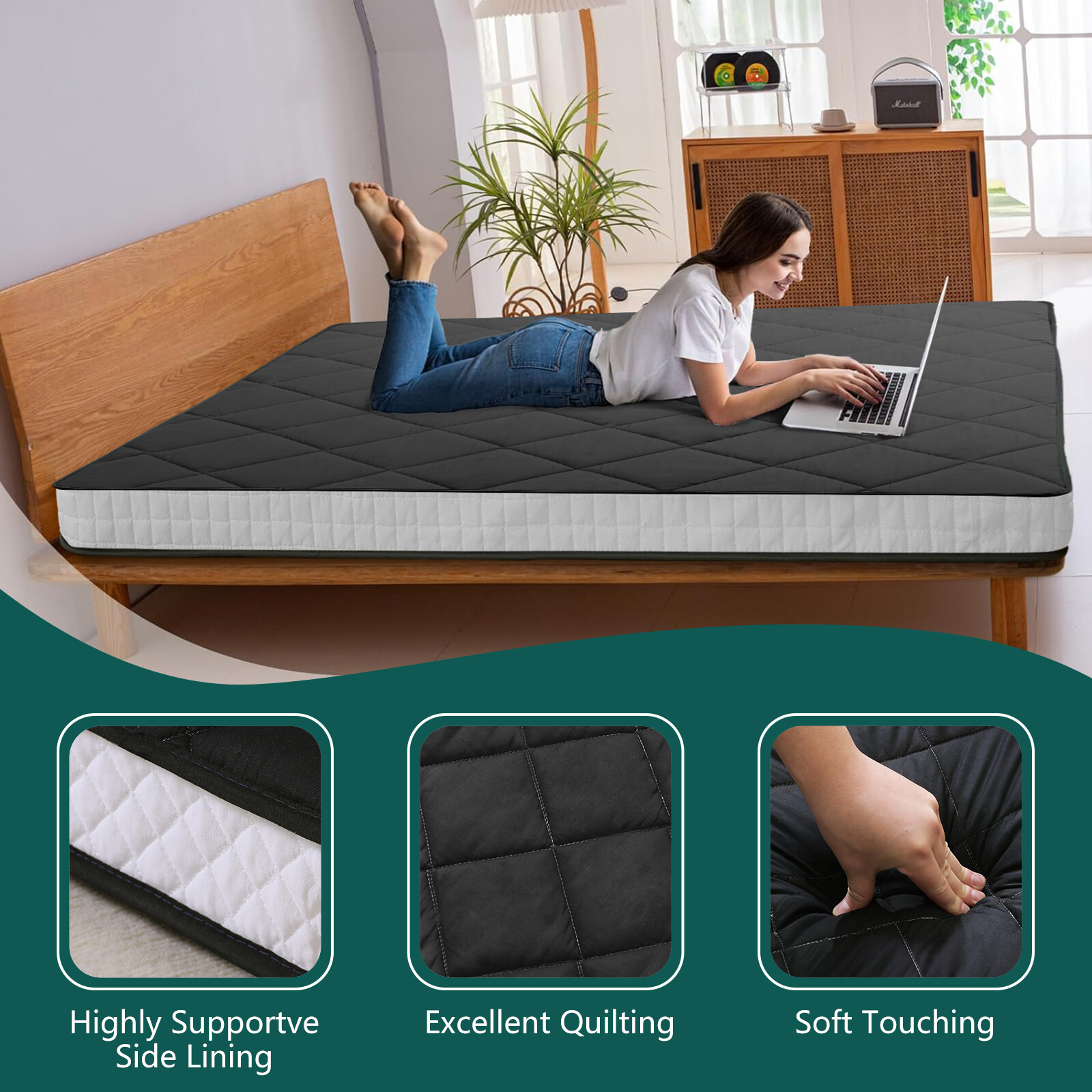 SUNYRISY Japanese Floor Tatami Mattress Mat Foldable Floor Sleep Matter Yoga