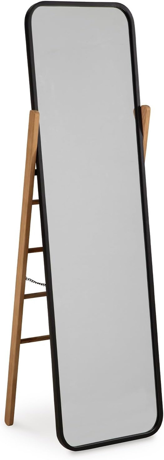 Bronick Contemporary Full Length Floor Mirror – Metal & Wood, Black & Light Brow