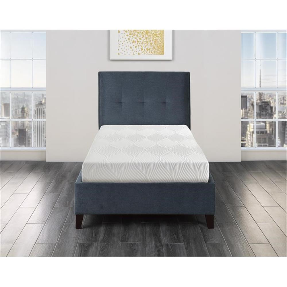 Pemberly Row 10″ Modern Fabric Full Gel Memory Mattress in White