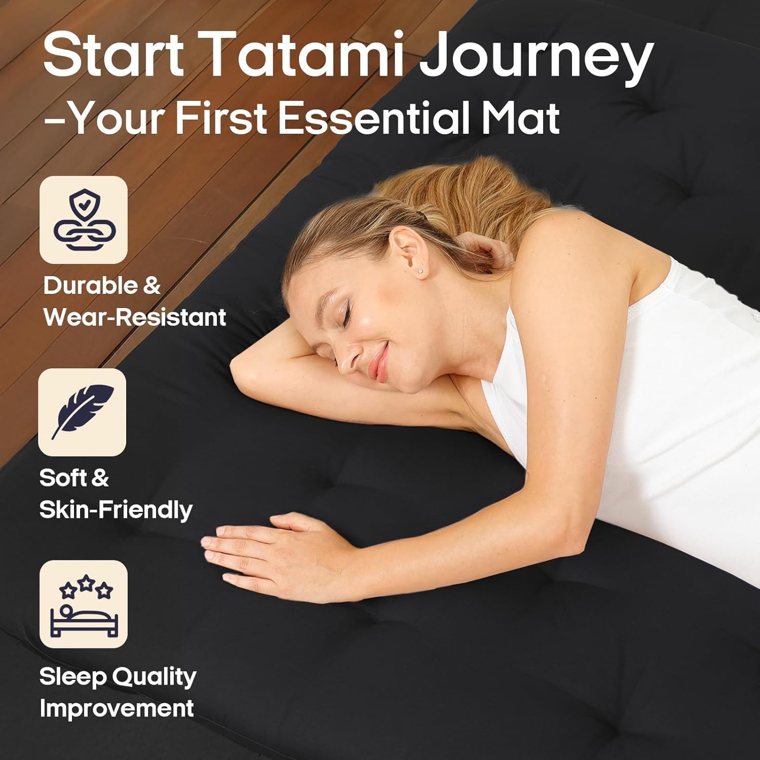 Water Resistant Japanese Futon Mattress King Size 80″x76″ 2.5 Inch Thick