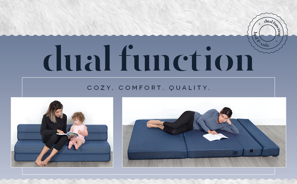 Tri Fold Guests Mattress and Sofa Bed Twin XL Couch Sleeper Convertible Foldable