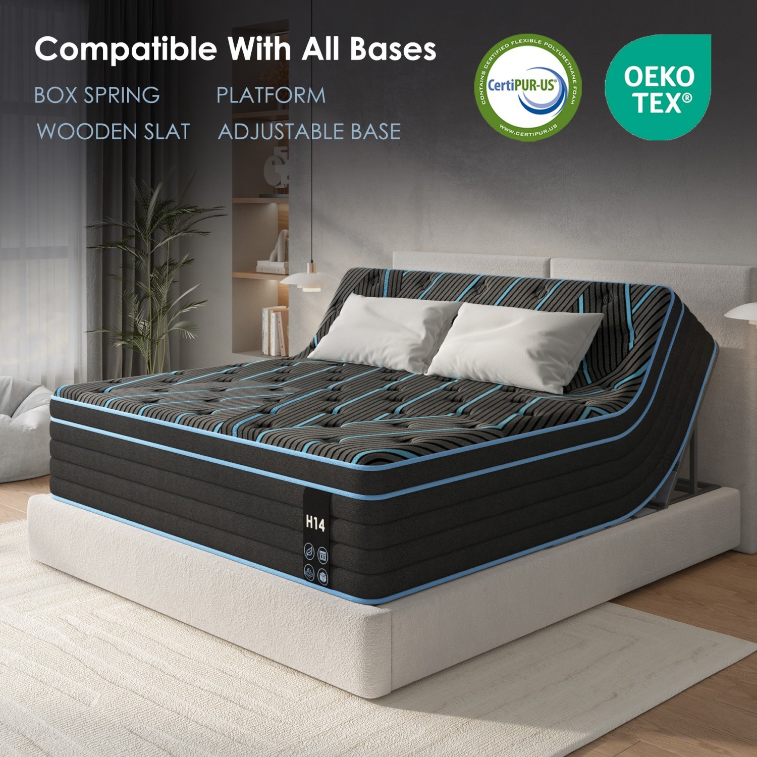 Queen/King 10″ Hybrid Mattress Memory Foam Pocket Springs CertiPUR-US Certified