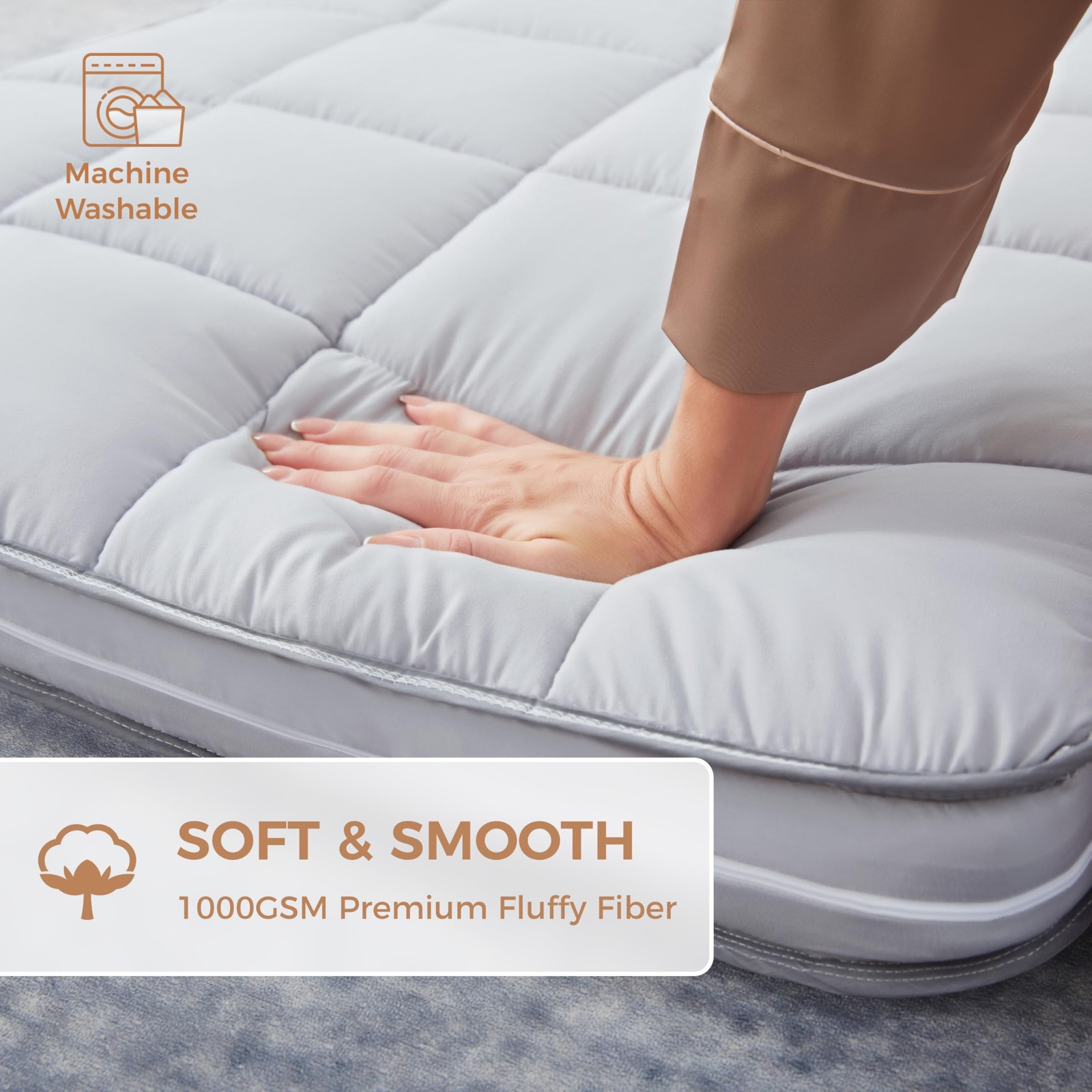 4Inch Cot Mattress Topper,Twin Gel Infused Memory Foam,Machine Washable Pillo…