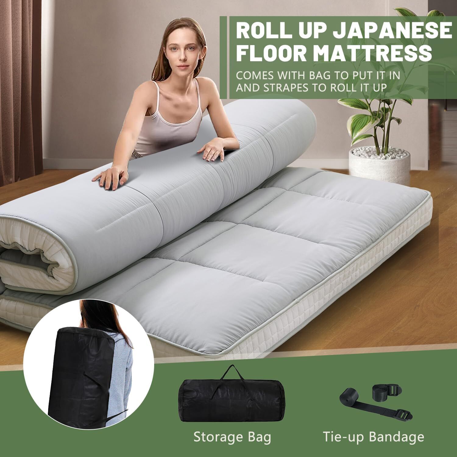 SLSY Japanese Floor Futon Mattress Dormitory Tatami Mat Foldable Pad Lounger Bed