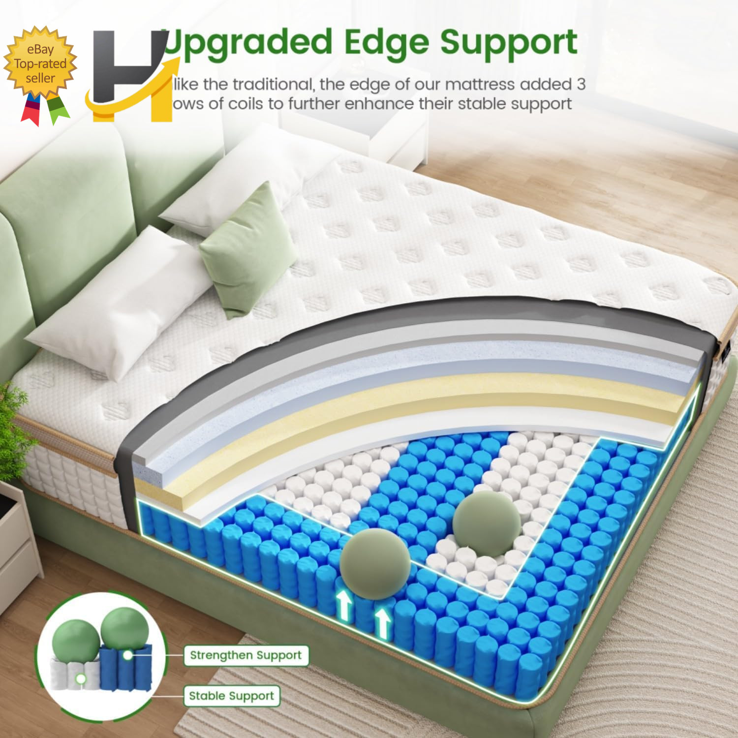 King Mattress 14 Inch King Size Hybrid Mattress in a Box with Gel Memory Foam