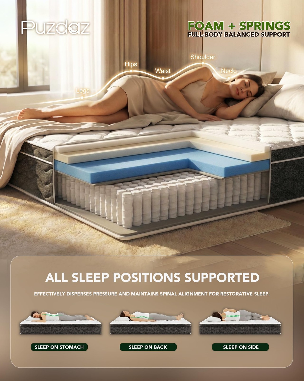 Twin Mattress 10 Inch Twin Size Mattresses – Memory Foam & Individually Pocke…