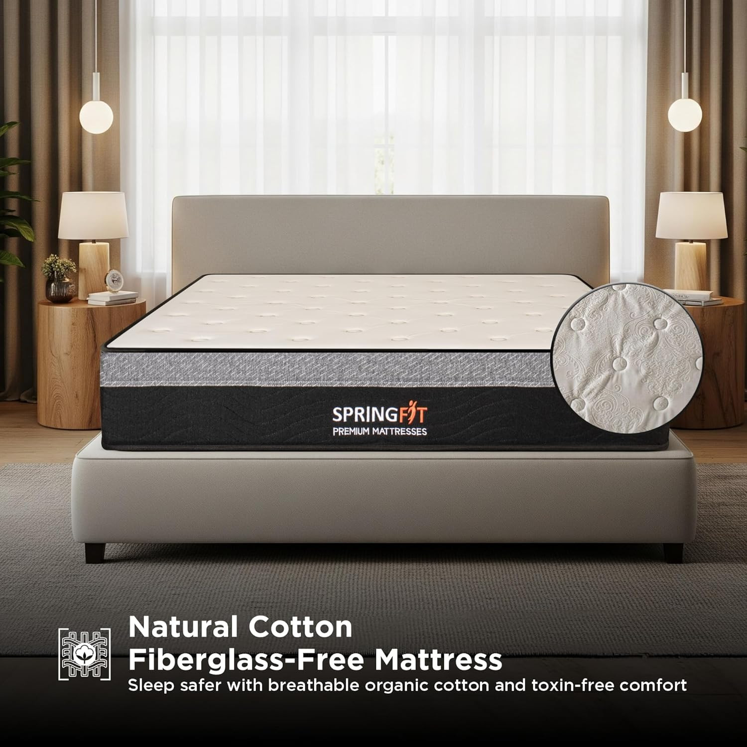 10″ King Size Hybrid Pocket Spring Mattress – Medium Firm & CertiPUR-US Certifie