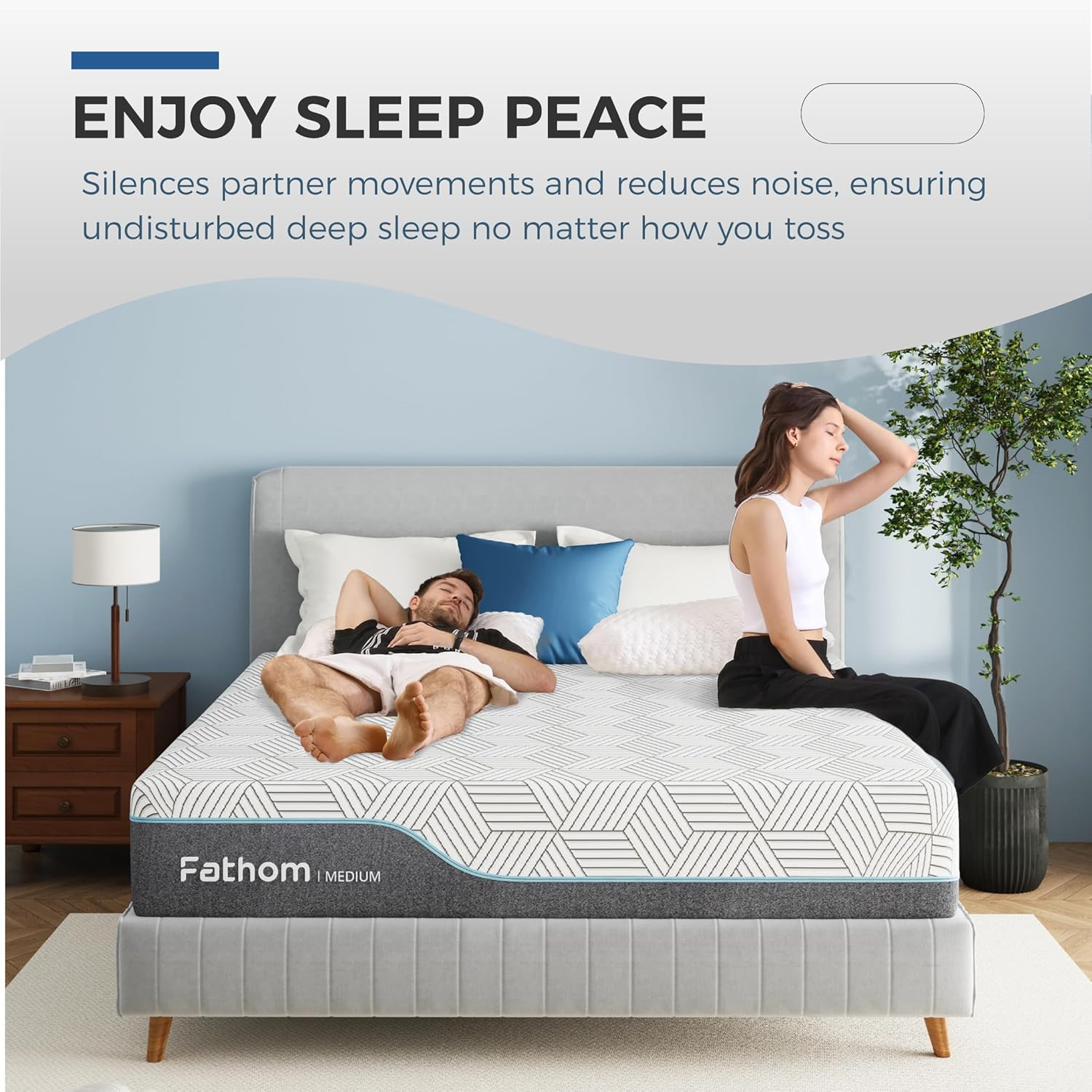 FATHOM Medium Queen Mattress 12 Inch Memory Foam Mattress Queen Size Bed in a Bo