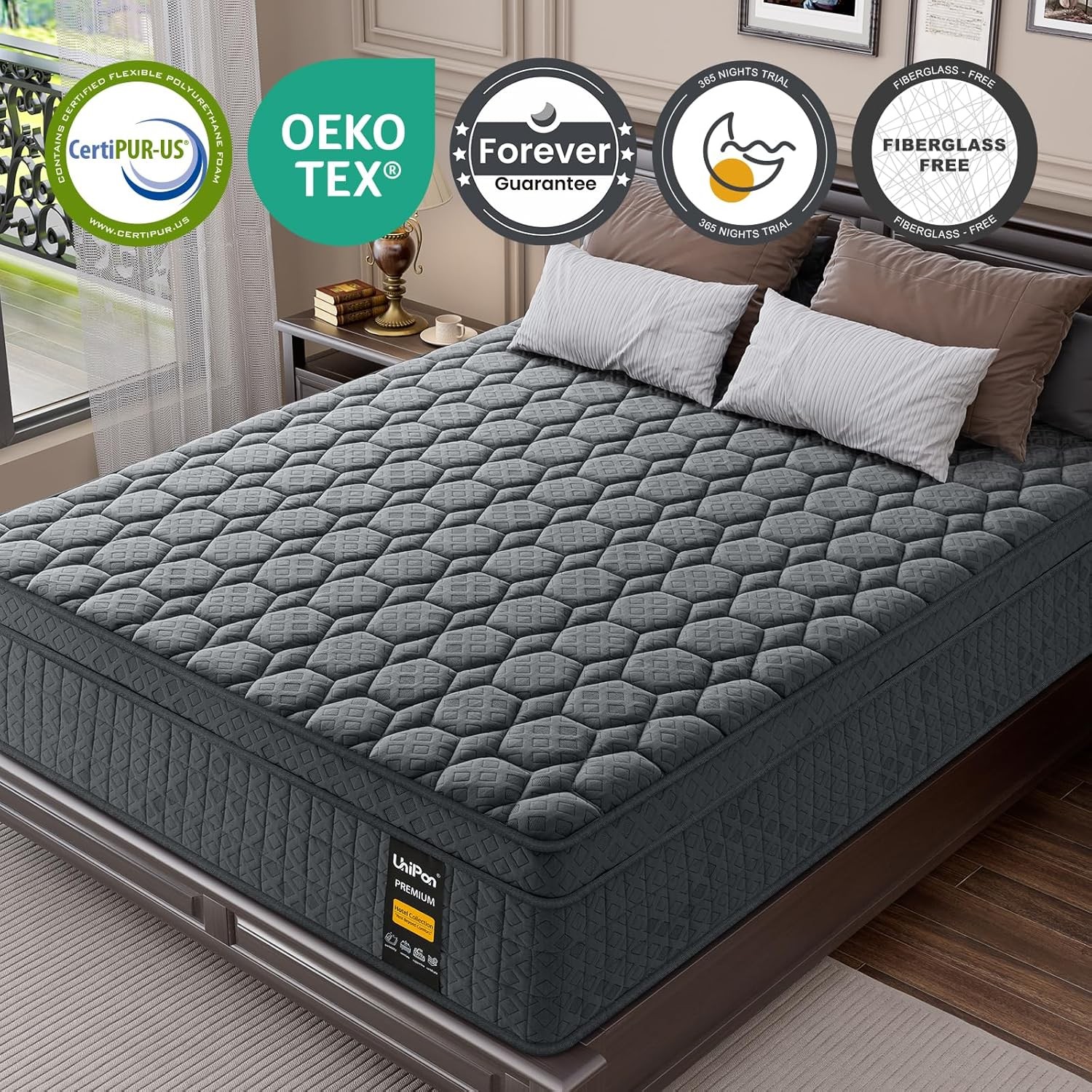 14 inch Firm Mattress Queen, Hybrid Mattress with Back and Lumbar Hip Support,