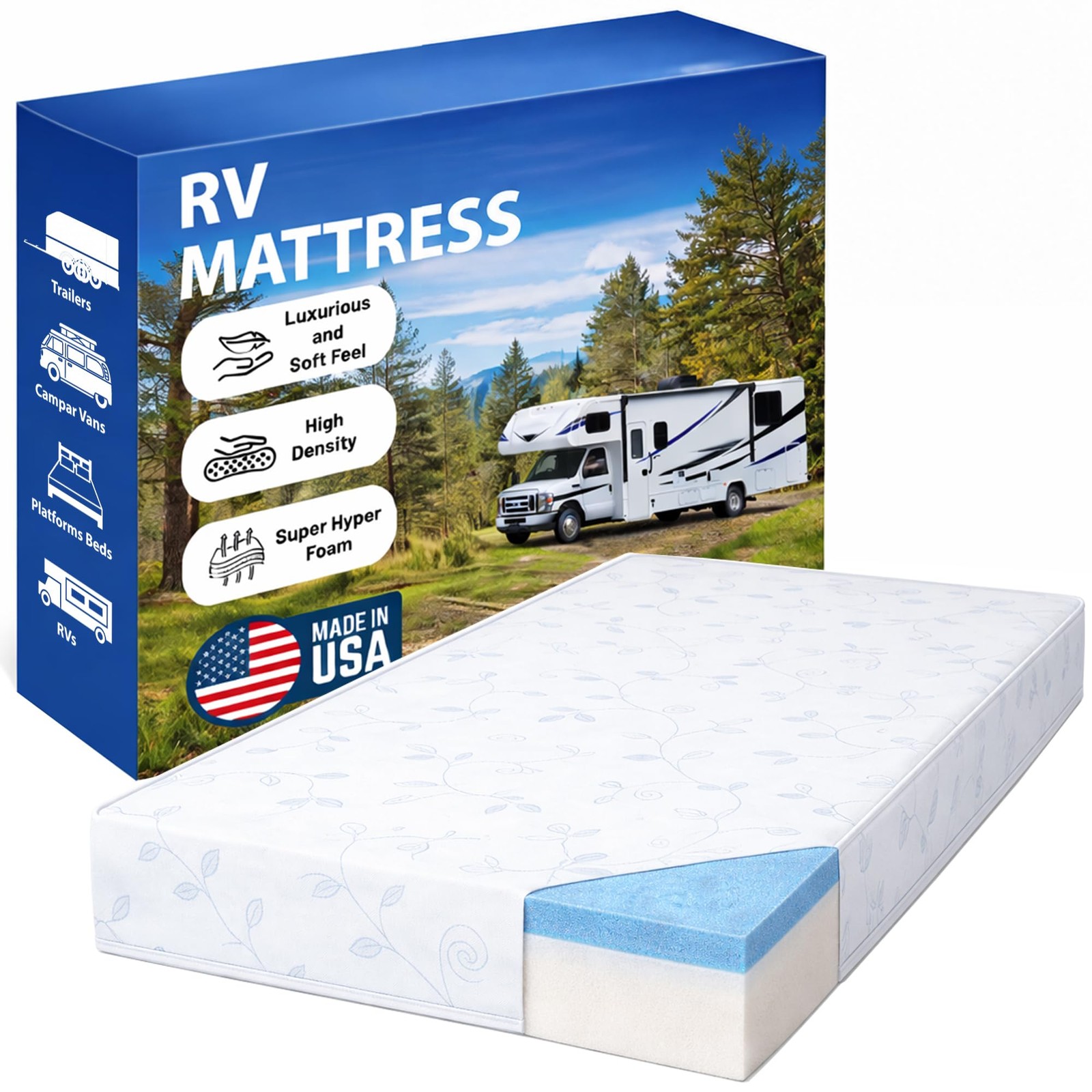 , 8-Inch High-Density Cooling Memory Foam RV Mattress , Medium Firm, Good for…