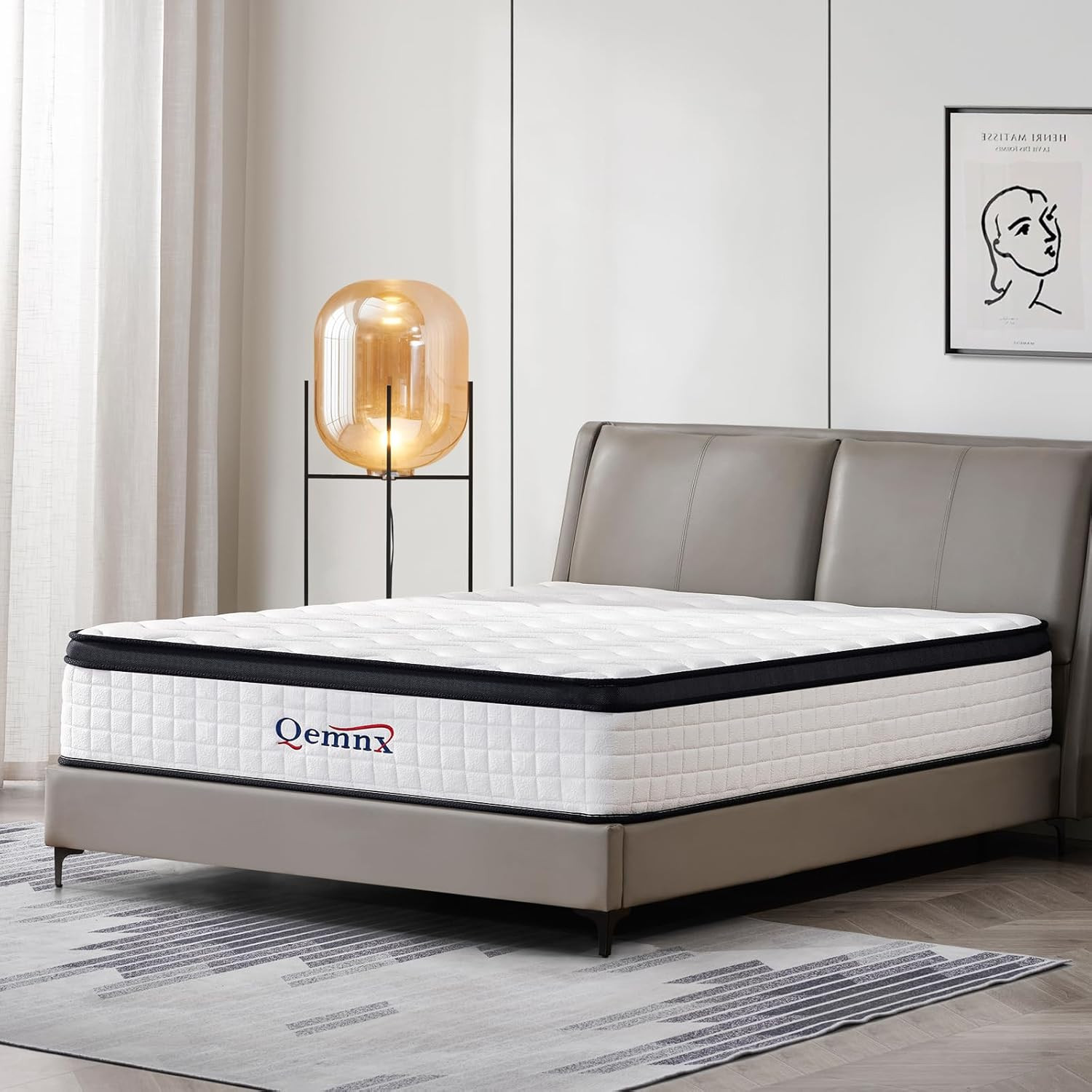 12 Inch King Hybrid Mattress, Memory Foam and Spring Construction, with Edge Sup