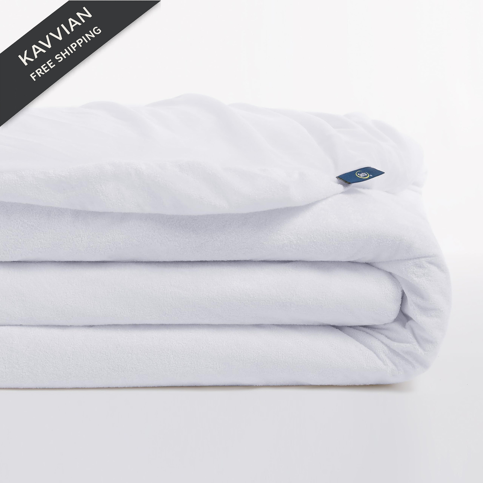 Serta Soft Top Mattress Cover, 60″ x 80″ Odor-Preventing and Queen, White