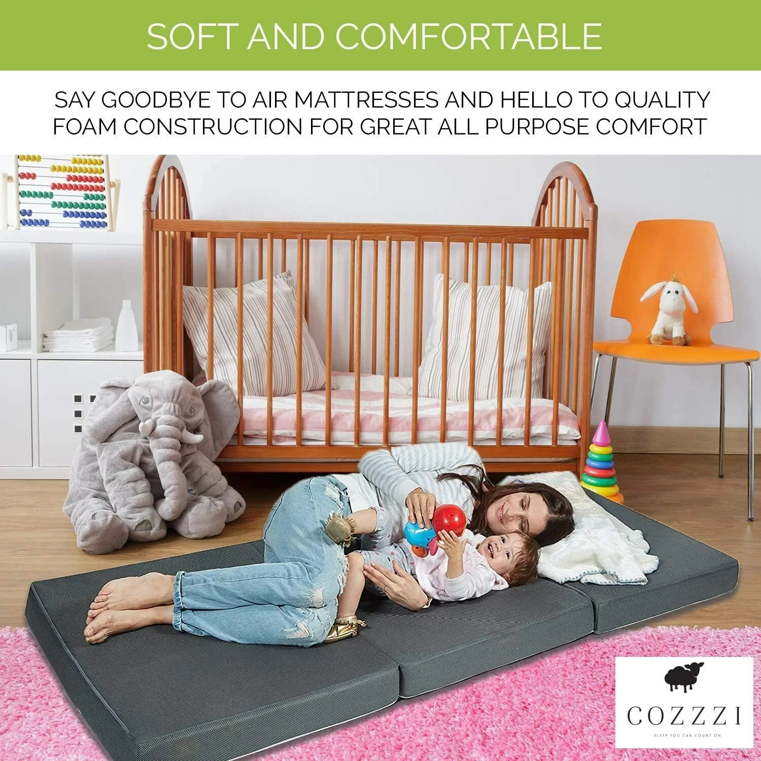 Cozzzi Folding Mattress Twin Size (31) Trifold Foam Topper Portable Sleeping Mat