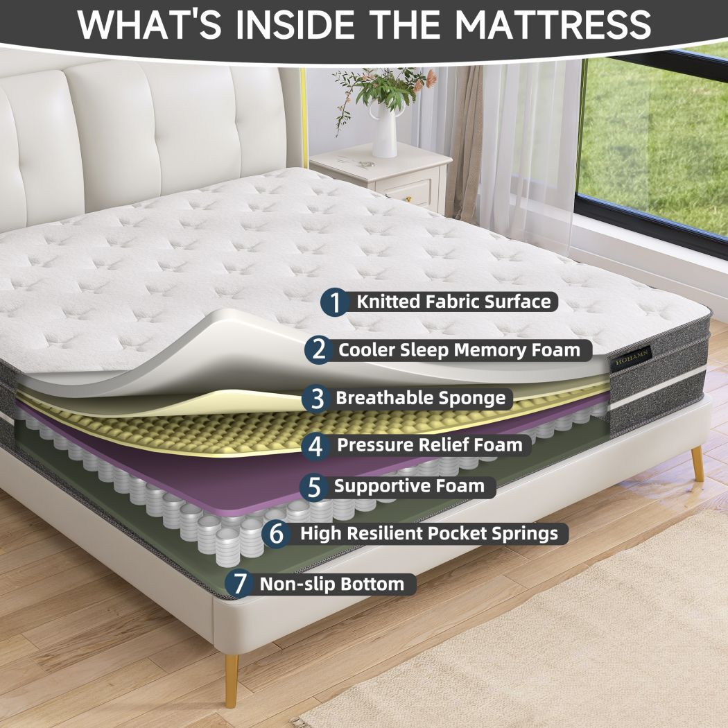 12″14″ Twin Full Queen King Size Mattress Memory Foam Hybrid Spring Bed in a Box