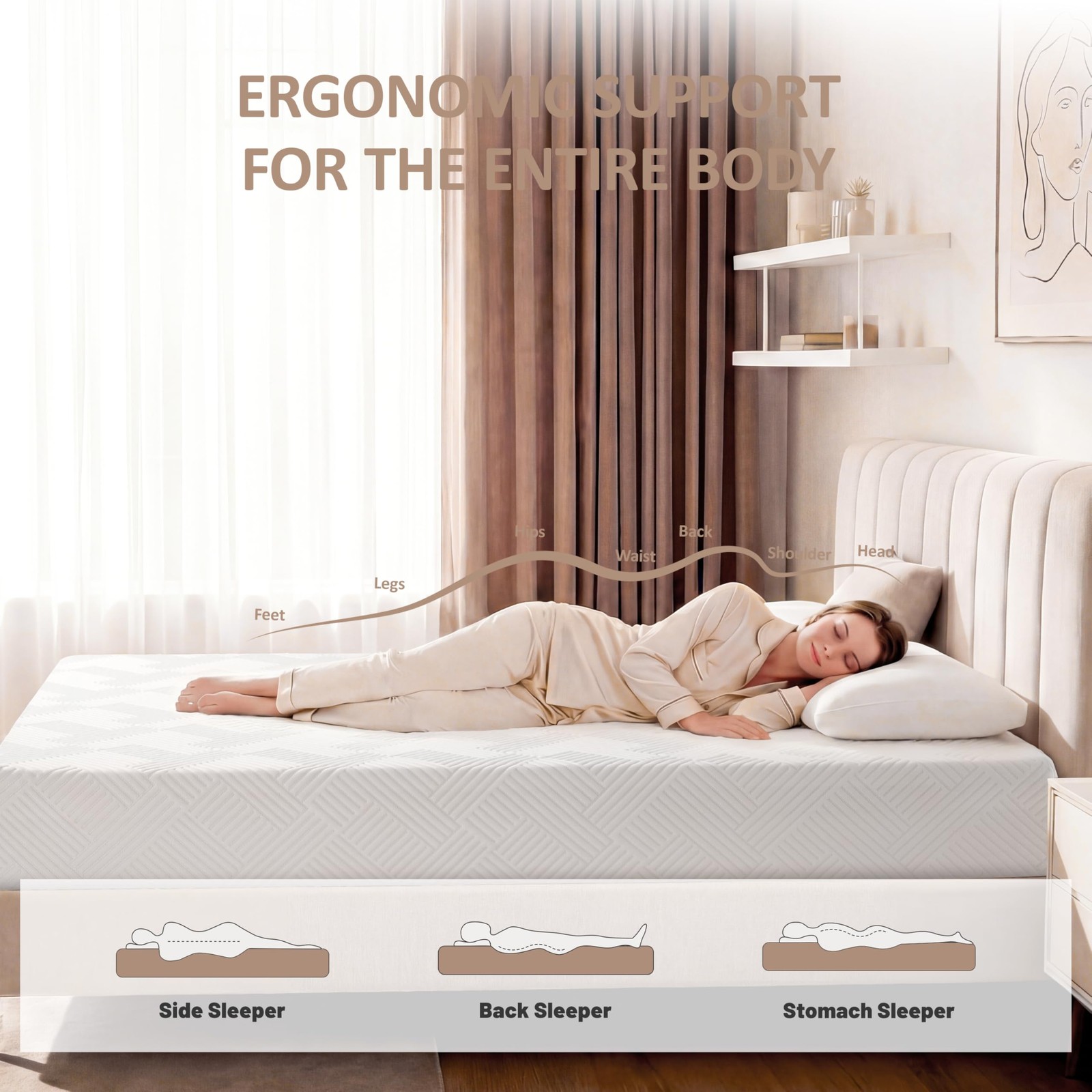 6 Inch Twin Size Memory Foam Mattress, Gel Cooling Bed Mattress with Breathab…