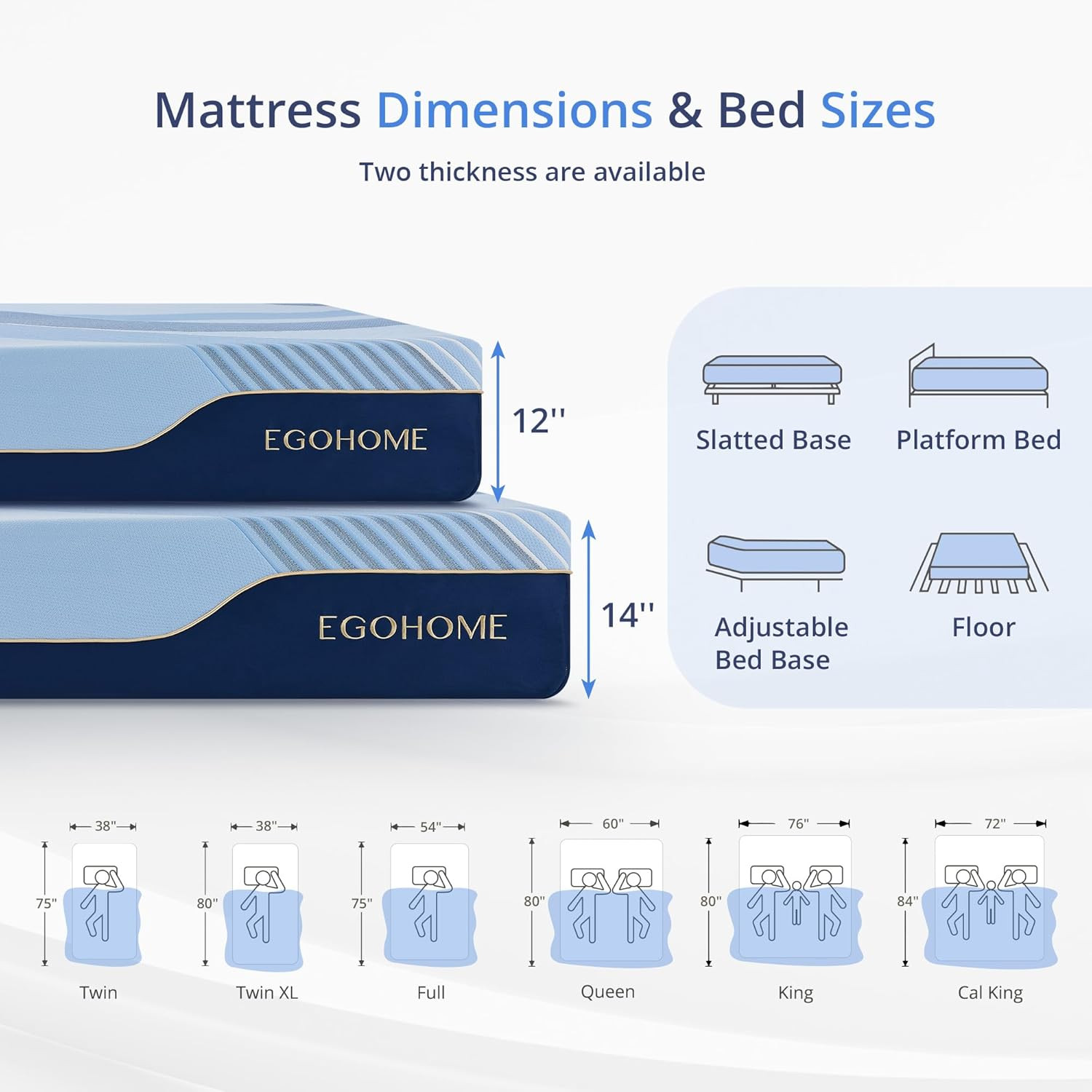 14″ Queen Hybrid Mattress – Medium Firm Copper Gel Foam, CertiPUR-US Certified
