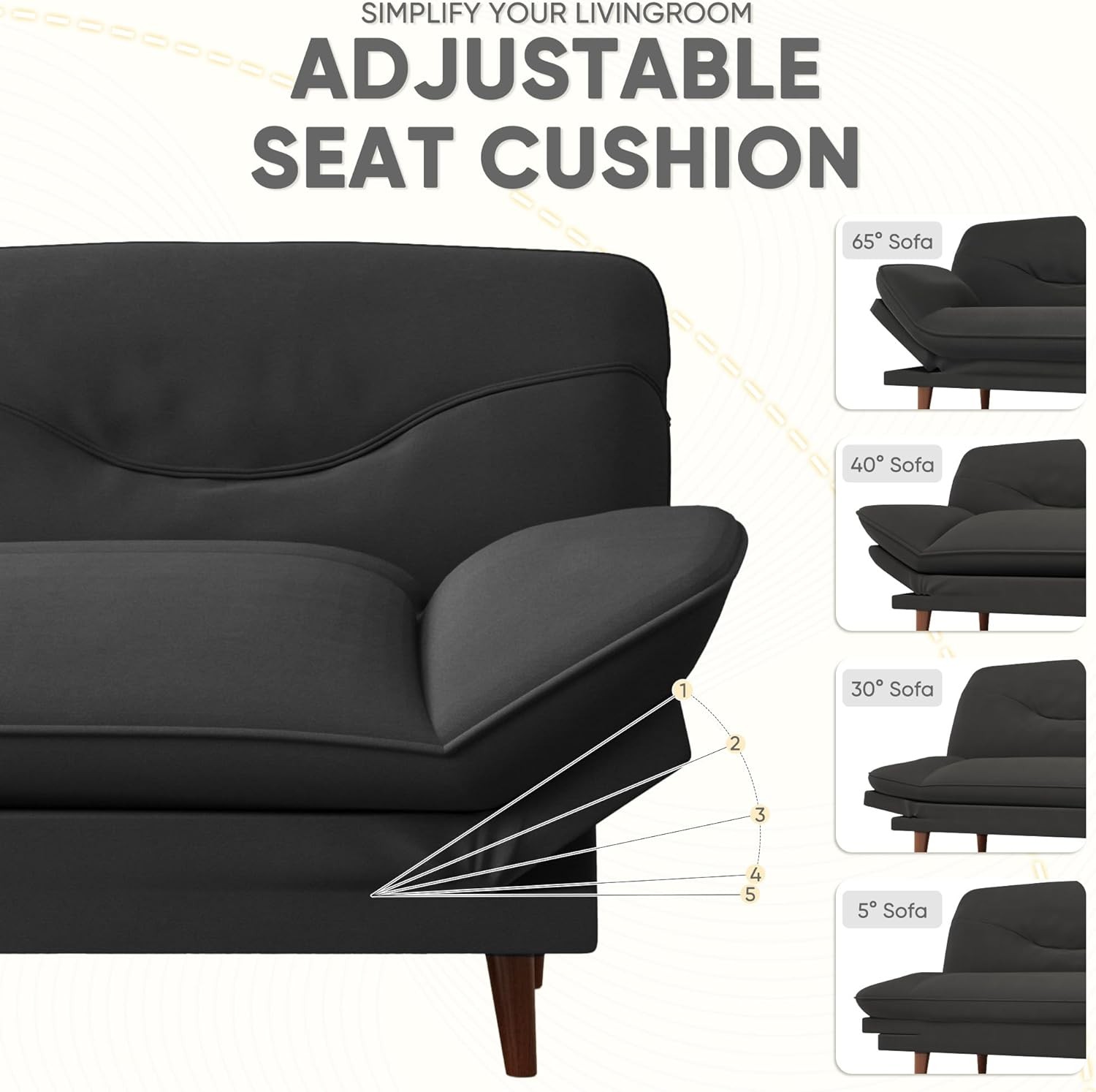 Convertible Futon Sofa Bed, Sleeper Futon Couch with Adjustable