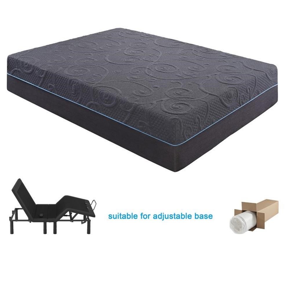 Pemberly Row 14″ Fabric Queen Gel Memory Hybrid Mattress in Gray