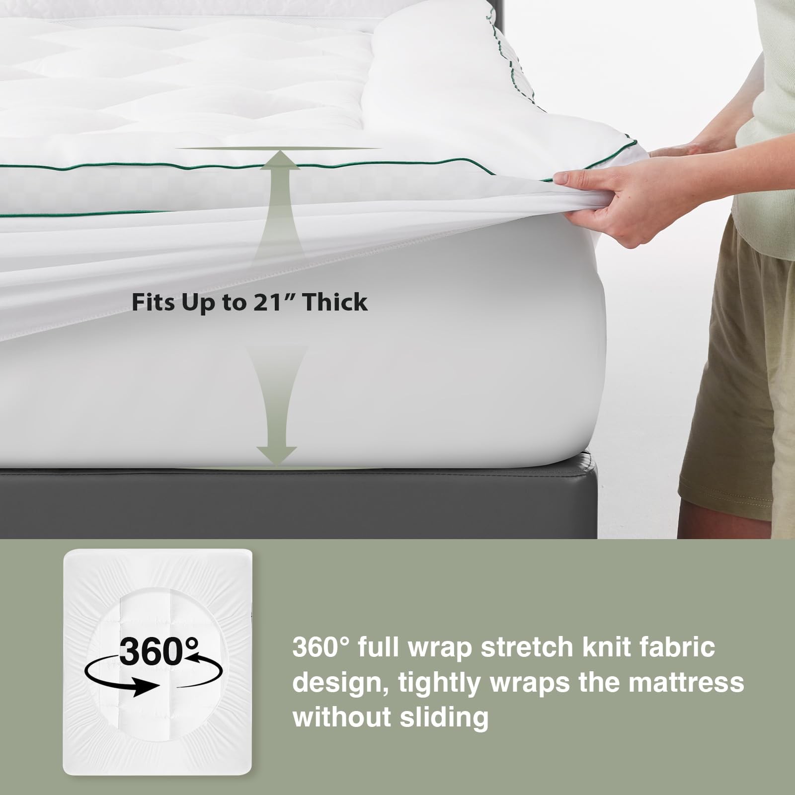 Full Mattress Topper, Soft Pillow Top for Dorm Bed, Breathable Quilted Mattre…