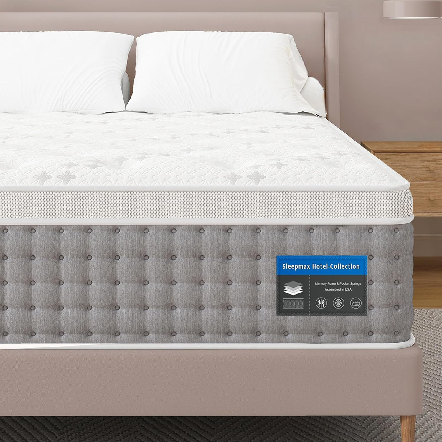 Queen Mattress 14 Inch – Hotel-Collection Hybrid Mattress Pain Relief – Extra Lu