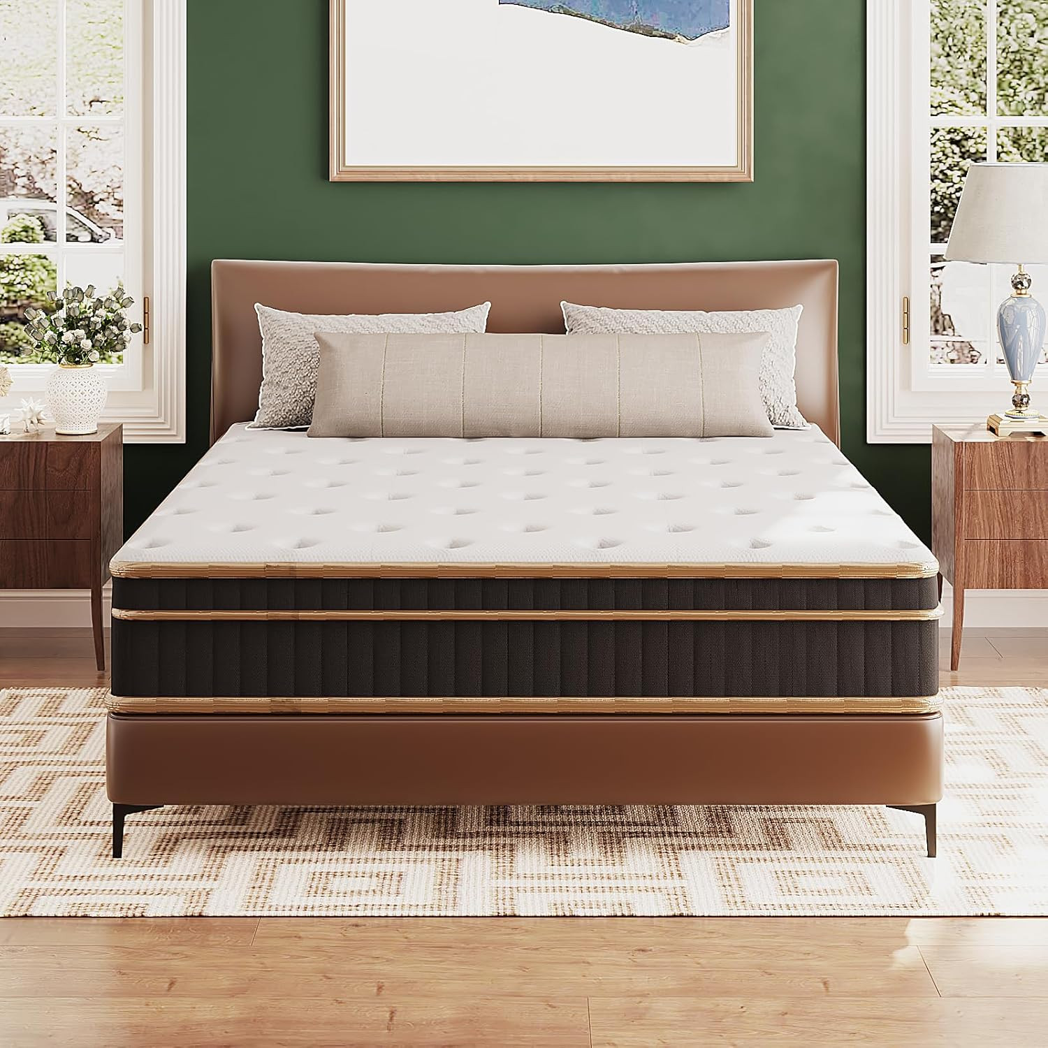 VINGLI 12 Inch Queen Hybrid Memory Foam Mattress in a Box,Individually Wrapped C