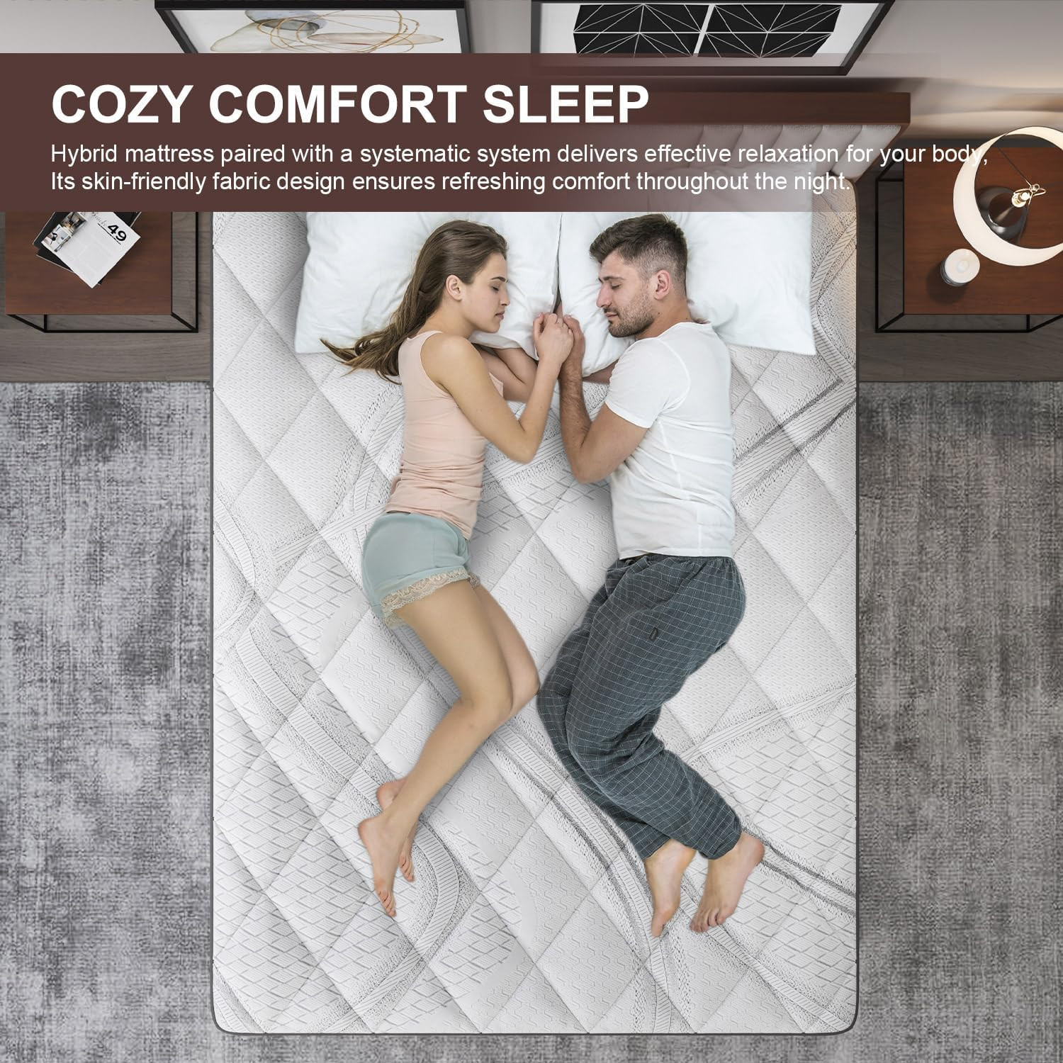 King Size Mattress, 12 Inch King Hybrid Mattress with Medium Firm Gel Memory Foa
