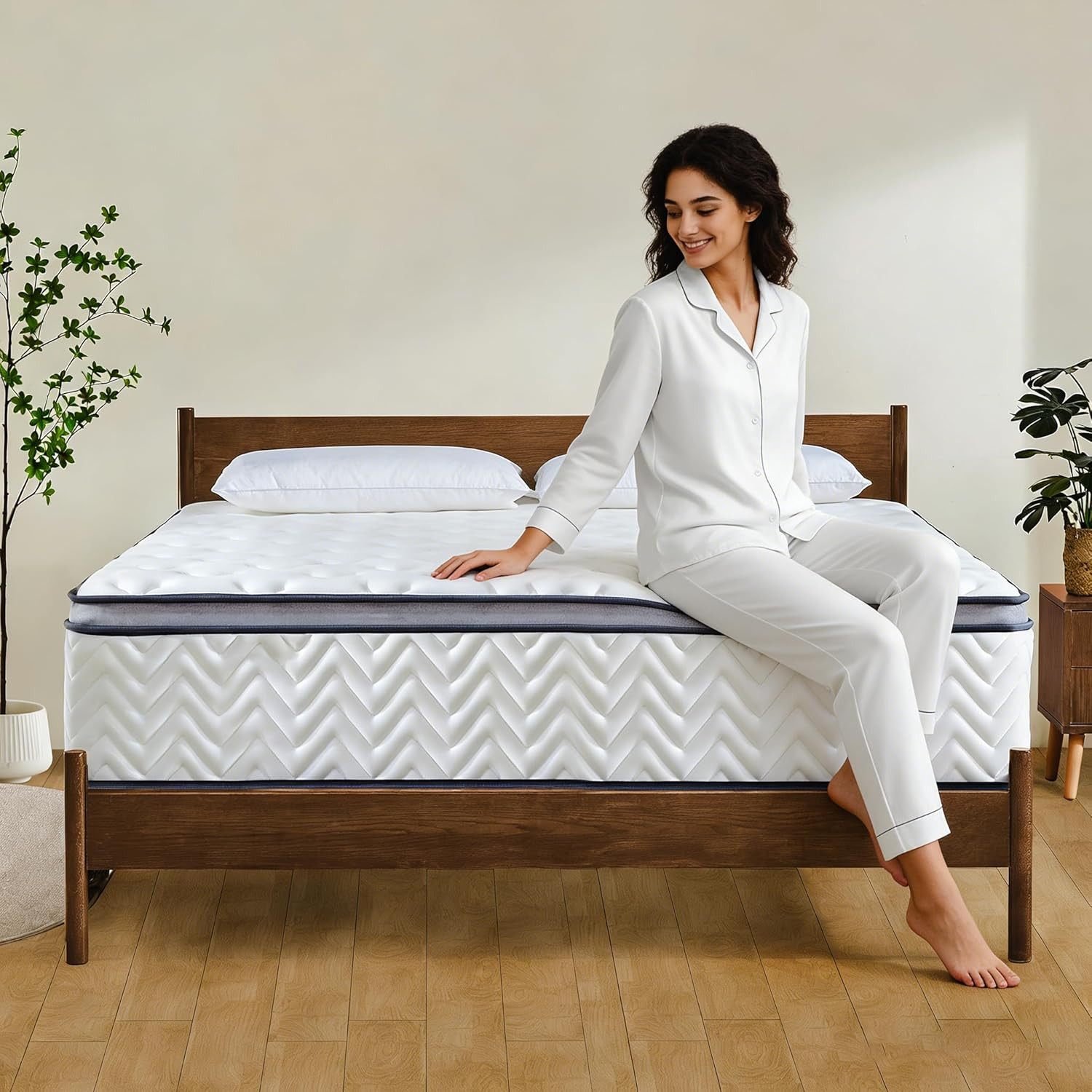 King Size Mattress, 14 Inch Medium Firm Hybrid King Bed Mattress, Memory Foam Ma