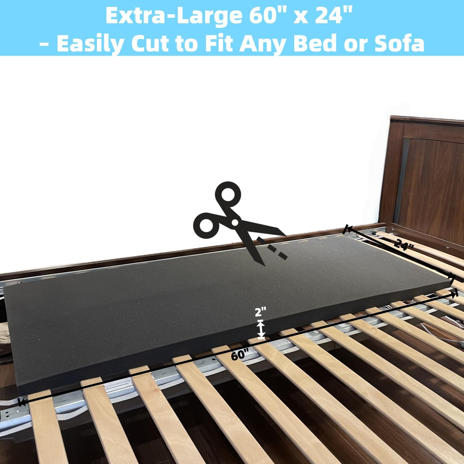 Sagging Mattress Support – 60” X 24” X 2” High-Density 50D Foam under Mattress S