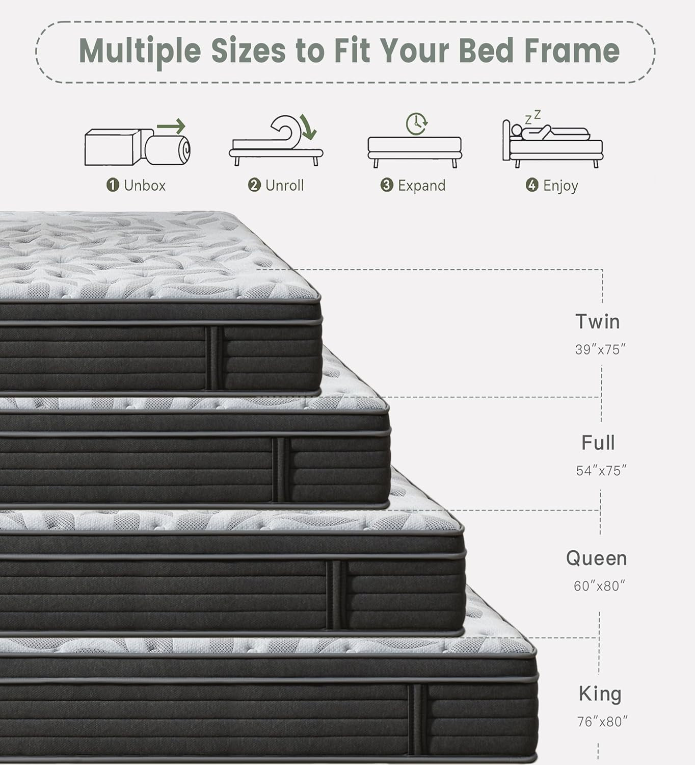 PECHINOU Twin Mattress,12 Inch Hybrid Mattress in a Box with Gel Memory Foam and