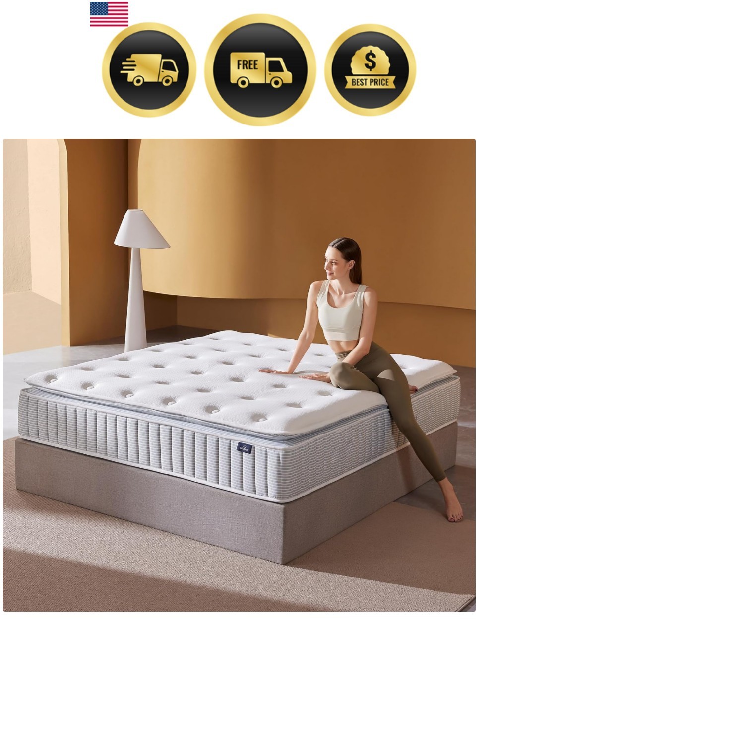 Queen Mattress 14 Inch Hybrid Memory Foam Pocket Coils Support Pressure Relief