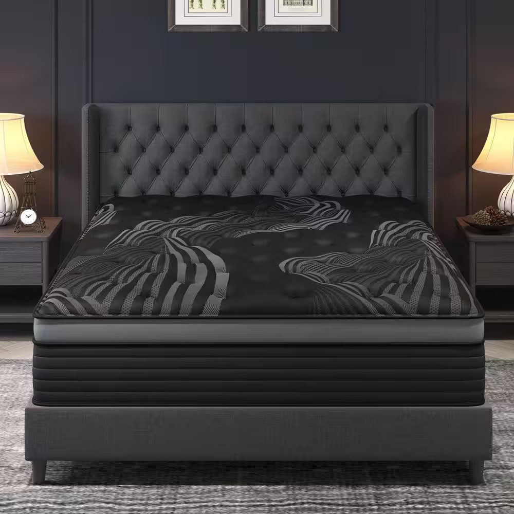 Queen Size Medium Firm 12 In. Memory Foam Hybrid Mattress with Euro Top, Motion